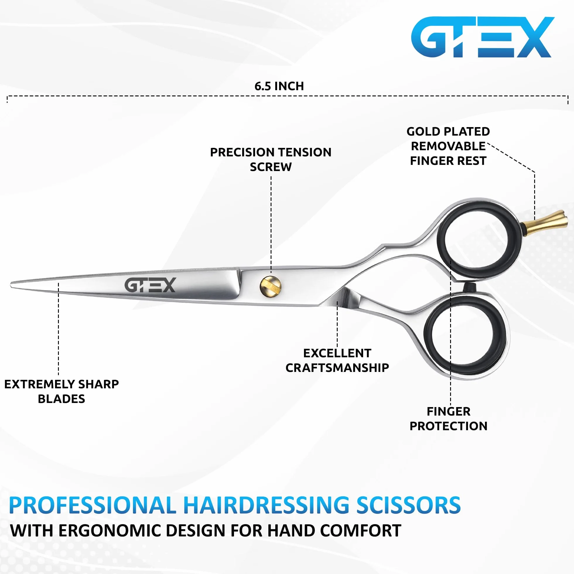 GTEX Forbici Parrucchiere Professionali 6,5" Premium Forbici Capelli con Pettine e Caso