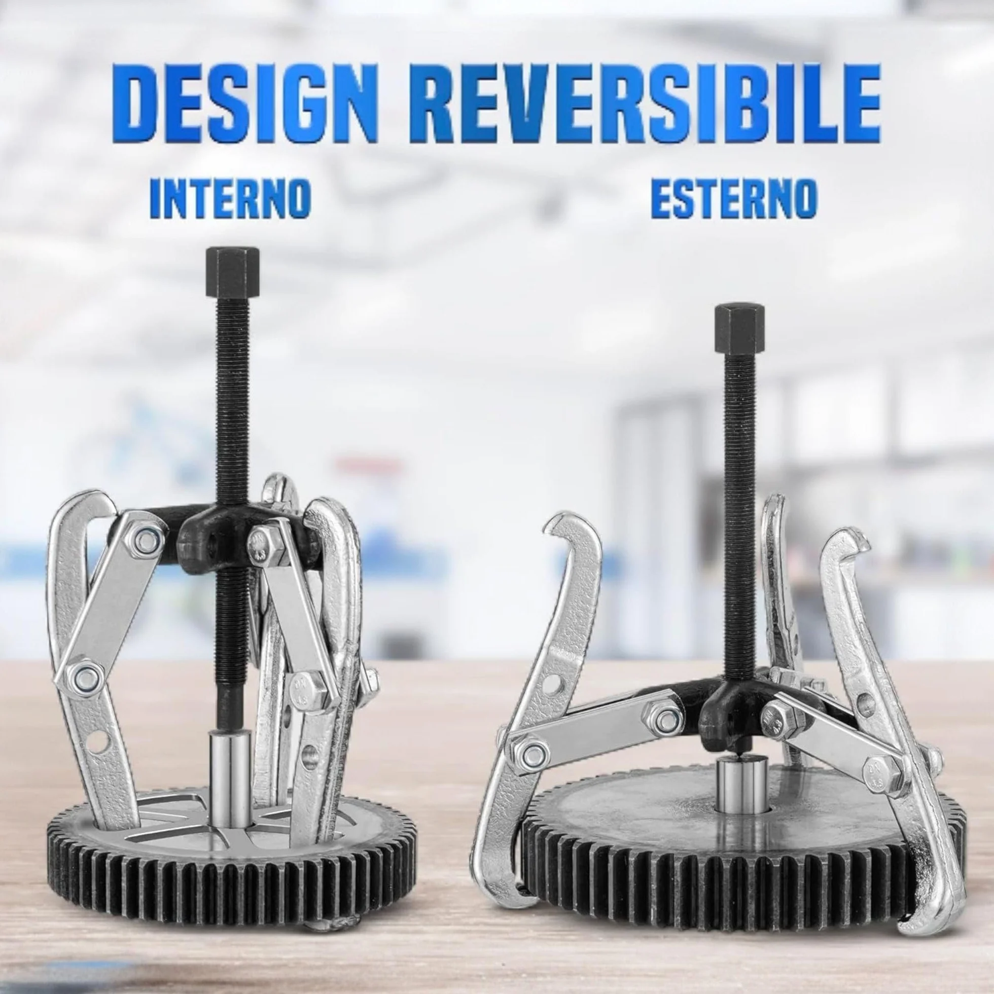 Estrattore a 3 Ganasce Reversibili 75/100/150 mm (6") Kit Rimozione Cuscinetti Pulegge Volani Dischi Freno