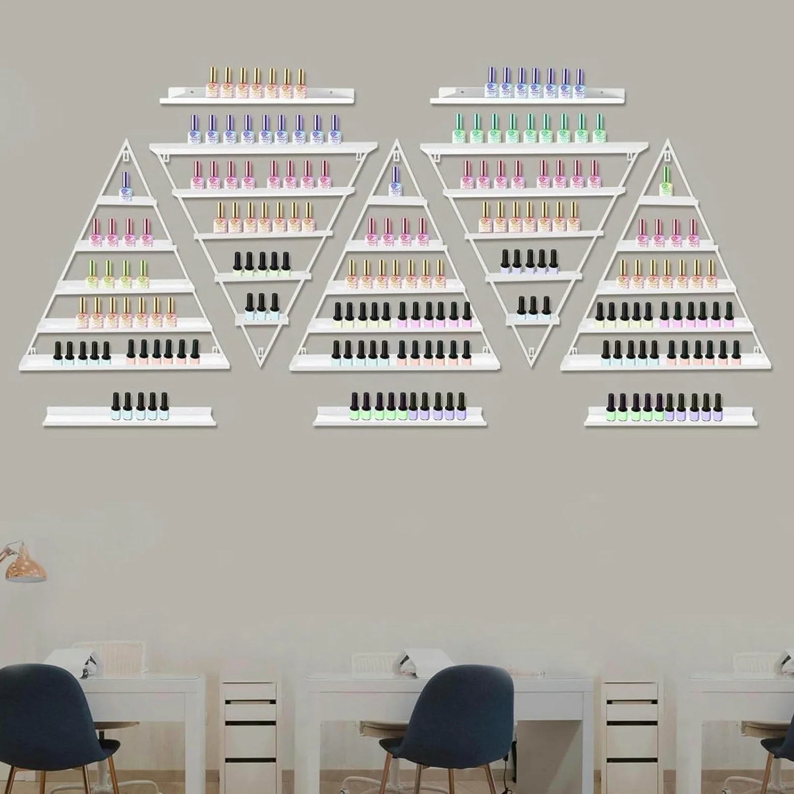Porta smalti da Parete, 10 Pezzi per riporre Trucco, Oli Essenziali, Cosmetici e profumi, Soluzione salvaspazio per casa e Salone (Bianco)