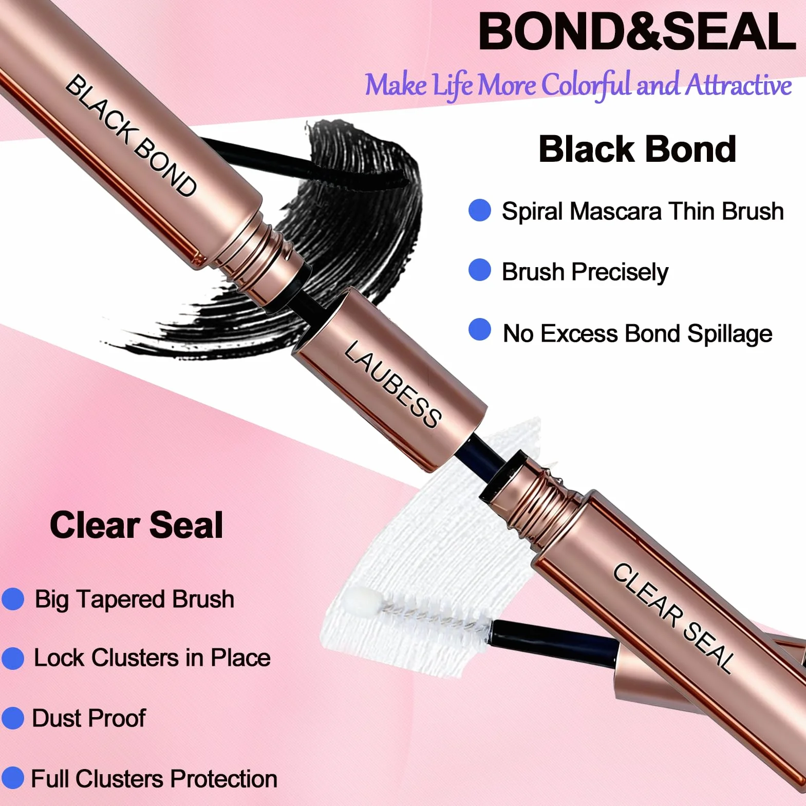 LAUBESS Colla Ciglia Finte Waterproof 10ml Black/Clear 48-72 Ore