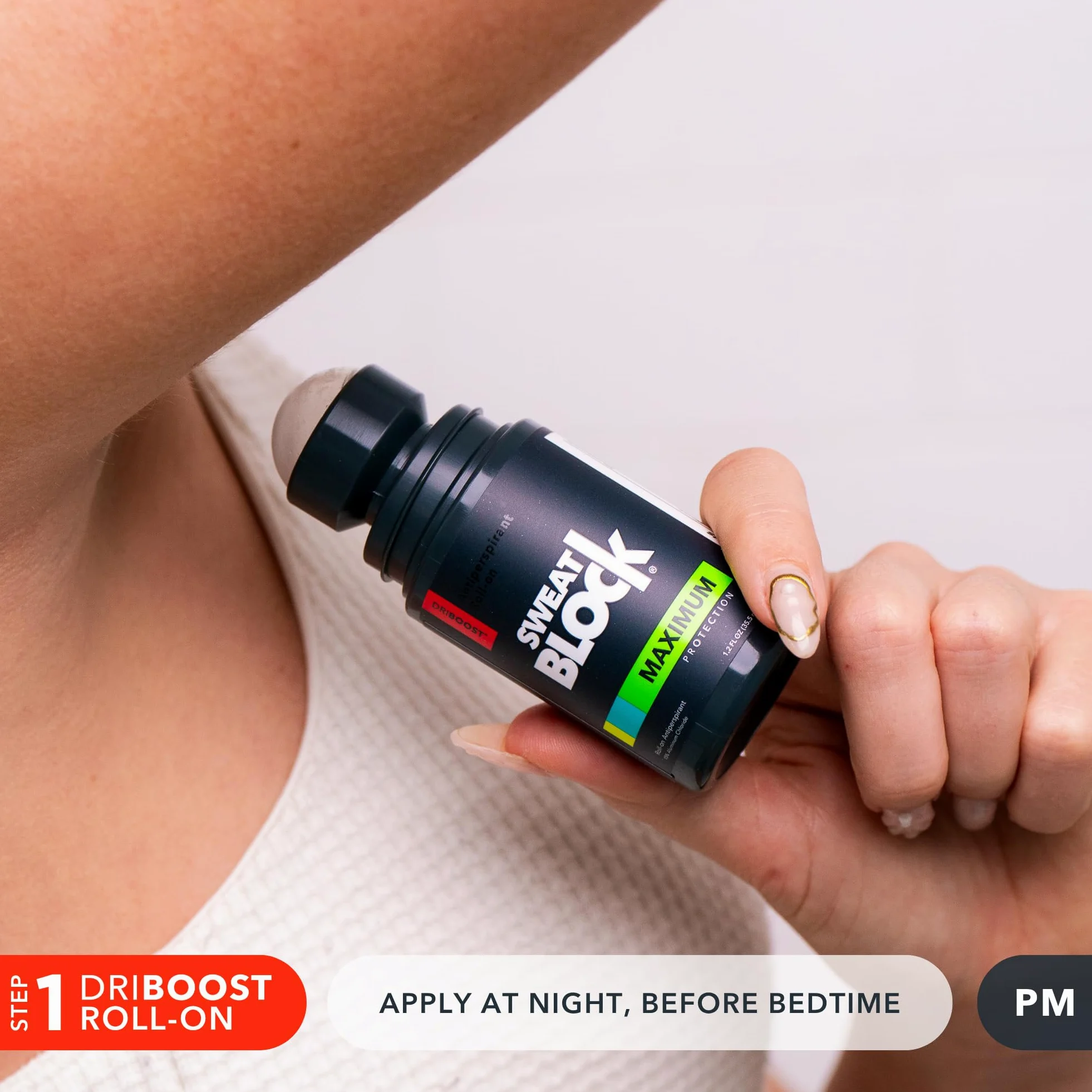 SweatBlock Antiperspirant Deodorant Max Clinical System for Men & Women - Treat Hyperhidrosis, Excessive Sweating & Underarm Odor - DRIBOOST [PM] Maximum Strength Roll-on + [AM] Clinical Deodorant