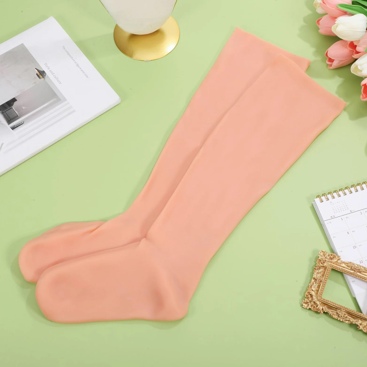 Calzini Idratanti Lunghi 1 Paio per Piedi Secchi Sebs | Tono Khaki, Elastiche e Skin Friendly, Uso su Dita e Piedi in Inverno o Dopo Crema
