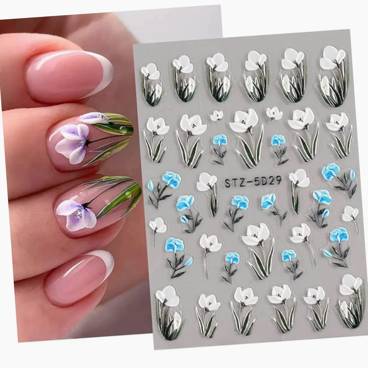Healeved 30fogli Adesivi Per Unghie Floreali Decorazioni Per Nail Art Embossed Facili Applicare Su Unghie e Lisce Per e