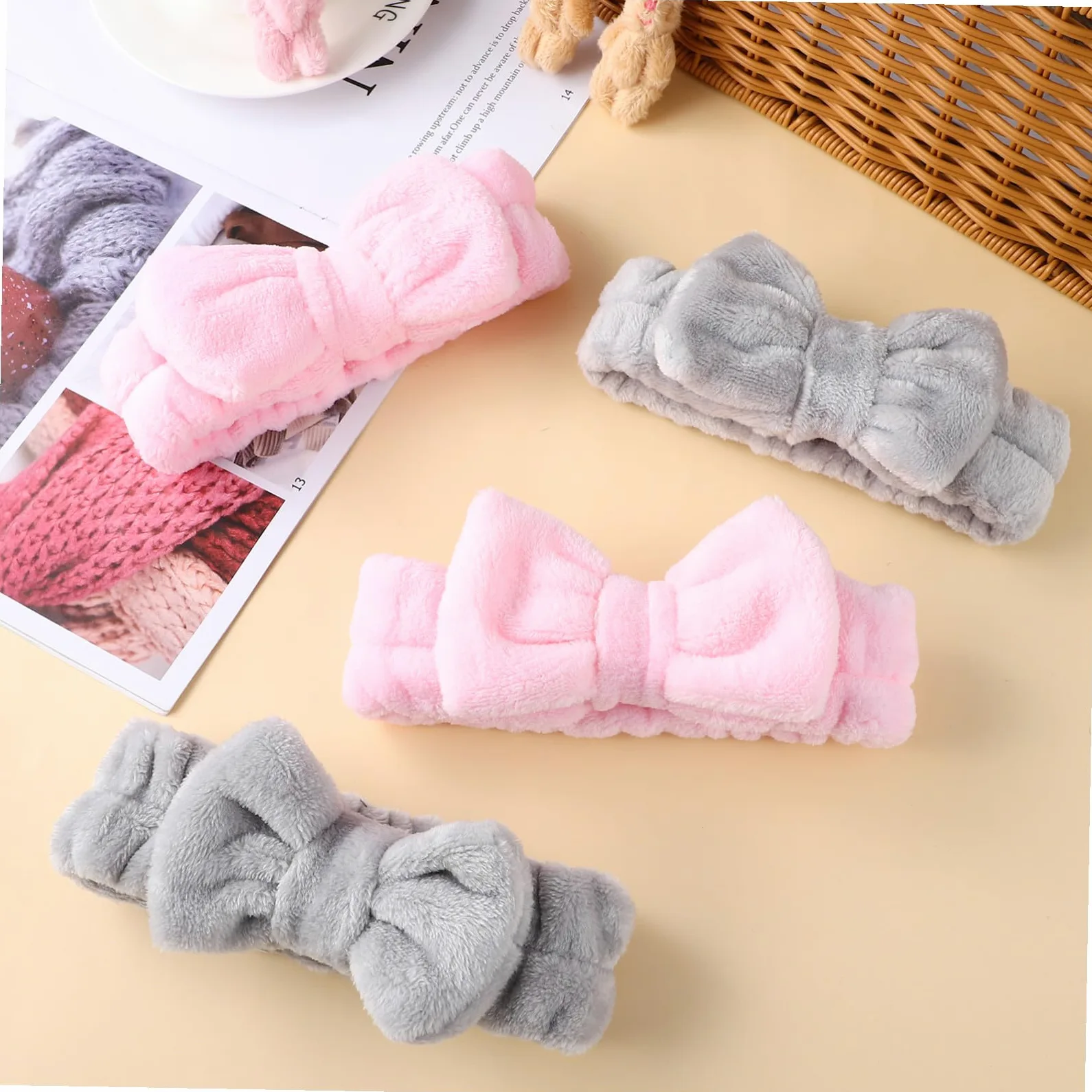 FRCOLOR 12pezzi Fasce Per Spa Headband Elastiche Per Makeup e Fasce Per Trattamenti Adatte Sport Grigie
