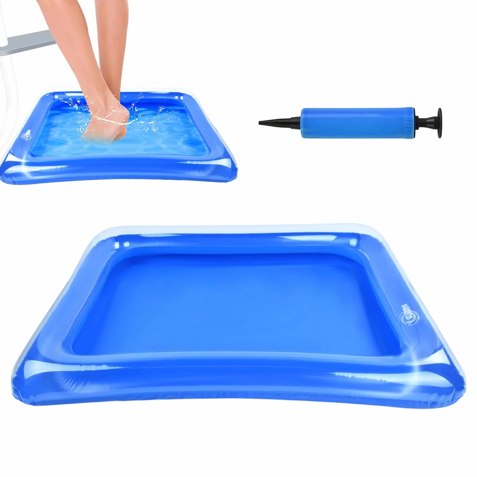 Pediluvio Gonfiabile per Piscina, Bacinella Gonfiabile per Pediluvio, Vaschetta Lavapiedi per Piscina con Pompa dell'aria, Accessori per Scale di Ingresso Piscina, Piagge (D)