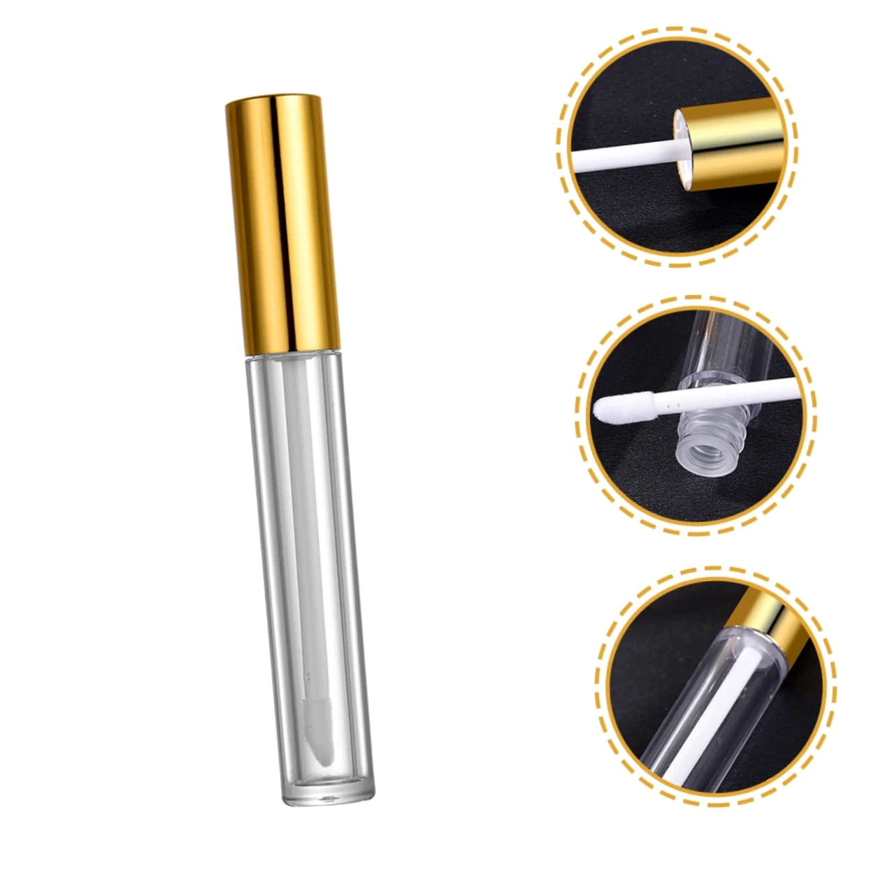 Tubo Lucidalabbra Vuoto 10ml in Plastico Coperchio Oro | 40 Pezzi, per Makeup e Lip Gloss, Formato Leggero e Facile da Trasportare