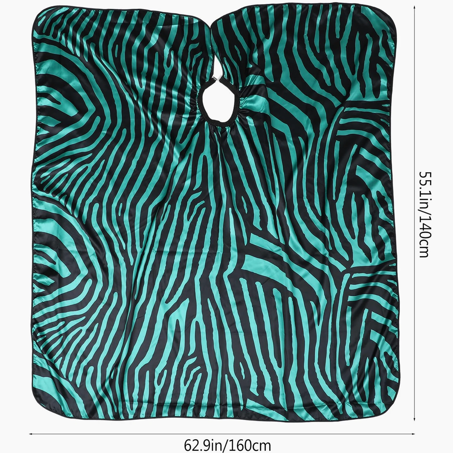 Garneck Mantello Da Parrucchiere in Seta Satinata Antiaderente, Grembiule Per Acconciature Motivo Zebra Verde, Taglio e Permanente in Salone e Casa, Facile Da Pulire e Riporre