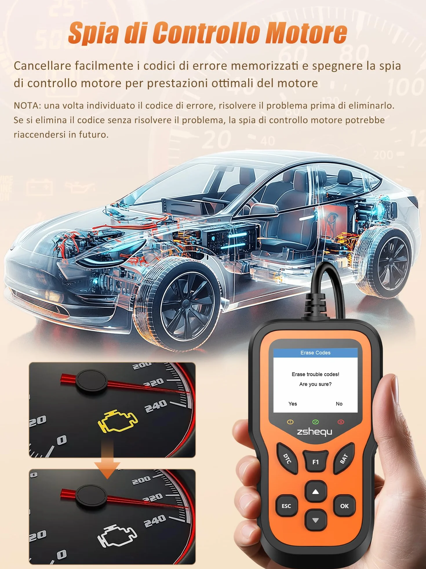 Scanner OBD2 EOBD Diagnostica Motore Multimarca Professionale Lettore Codici Errori per Audi BMW Tutti i Veicoli