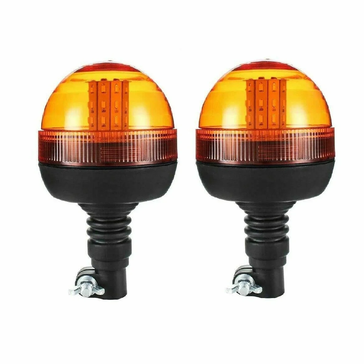 Coppia 40 LED Arancio Rotante E9 12-24V IP56 Omologato Base Flessibile Lampeggiante LED Trattore
