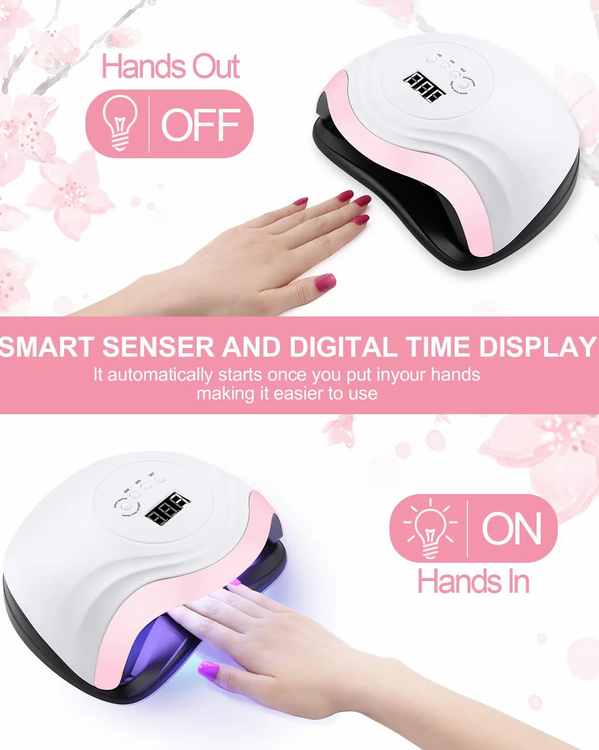 168W Lampada per Unghie,Lampada a LED UV per Manicure e Pedicure 36LED Lampada UV Unghie Professionale con Automatico Sensore Display LCD 4 Timers da10s 30s 60s 99s per La Maggior Parte Dei Gel