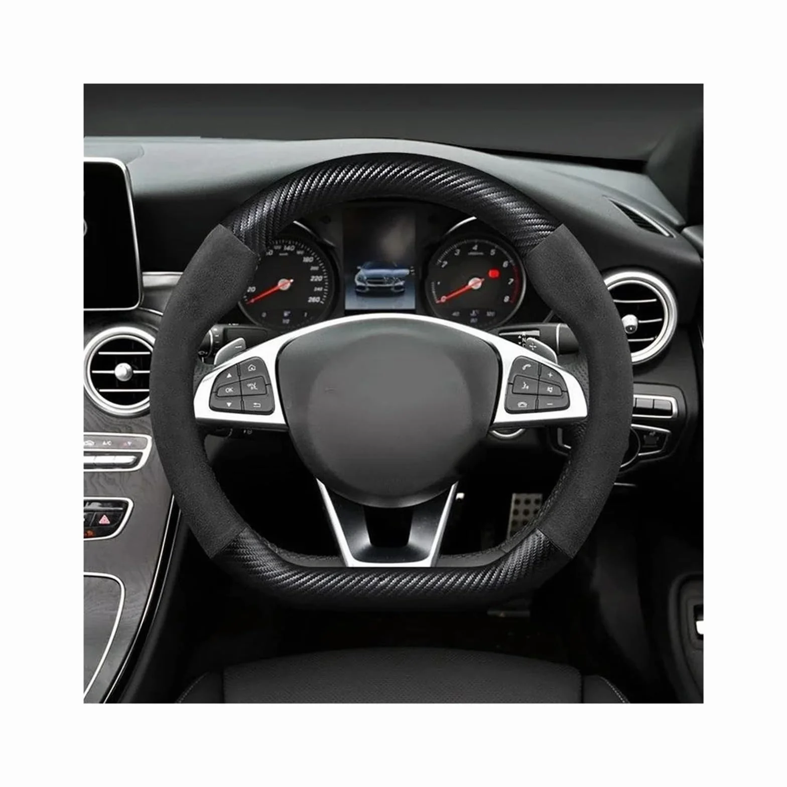 Auto Copri Volante Mercedes AMG A B C E Classe S W221 GLA GLB GLC CLA CLS 38 cm Nero