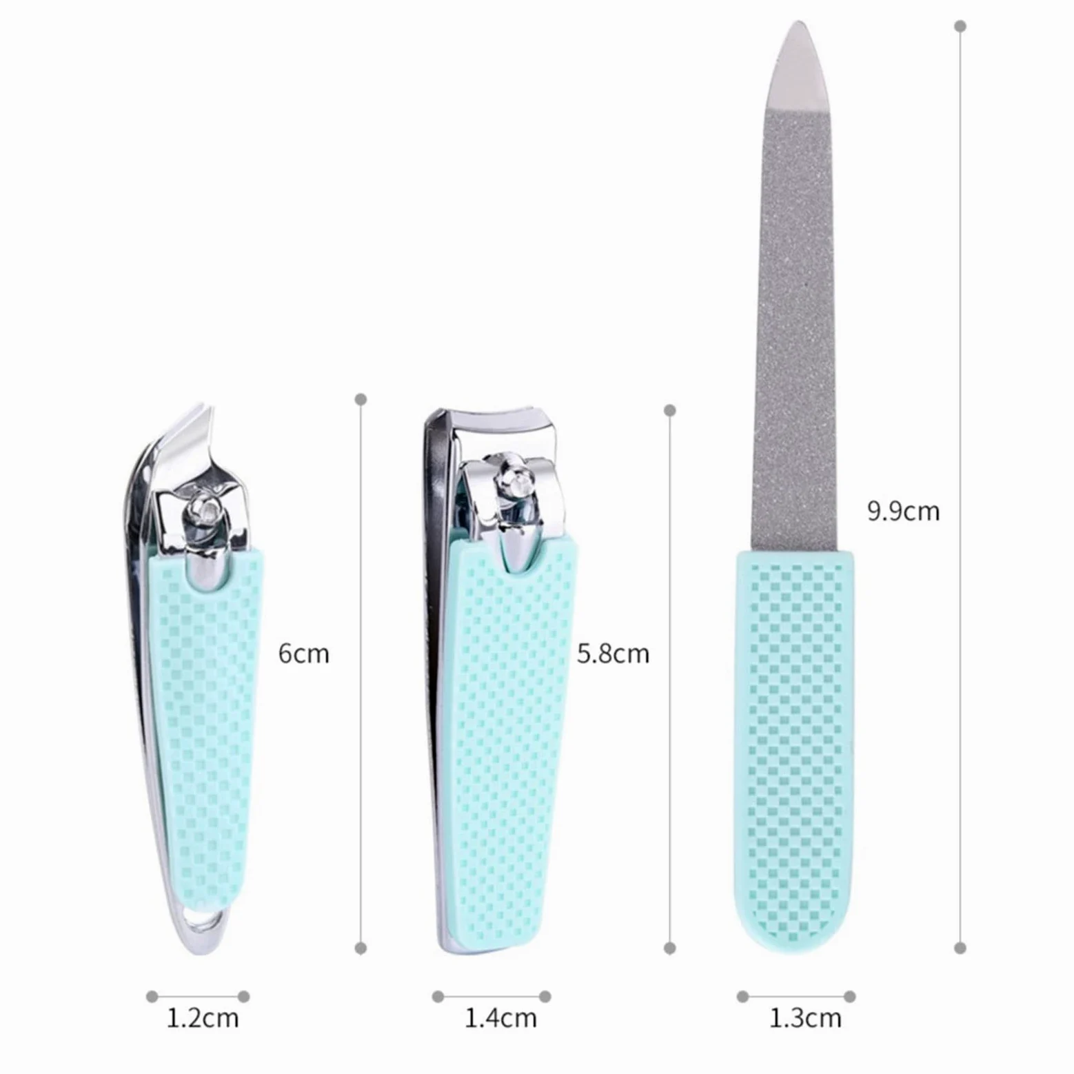 Tagliaunghie 3 pezzi manico in gel di silice set tagliaunghie tagliaunghie tagliaunghie pedicure strumenti manicure kit professionale (blu)