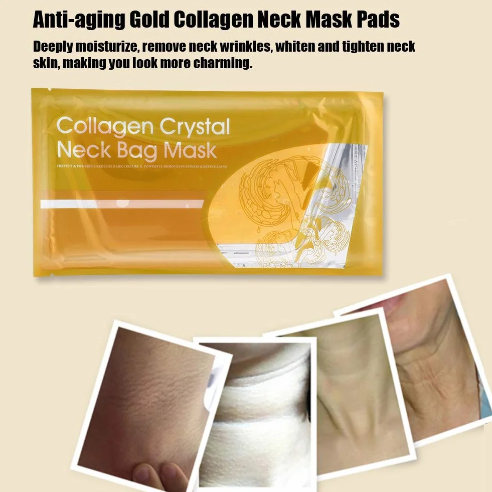 Maschera Collo Al Collagene, 5 Pezzi Maschera Rassodante Collo Al Collagene Anti-rughe Cuscinetti Al Collo Al Collagene Patch Patch per il Sollevamento delle Rughe Lisce Maschere Idratanti Cura(Oro)