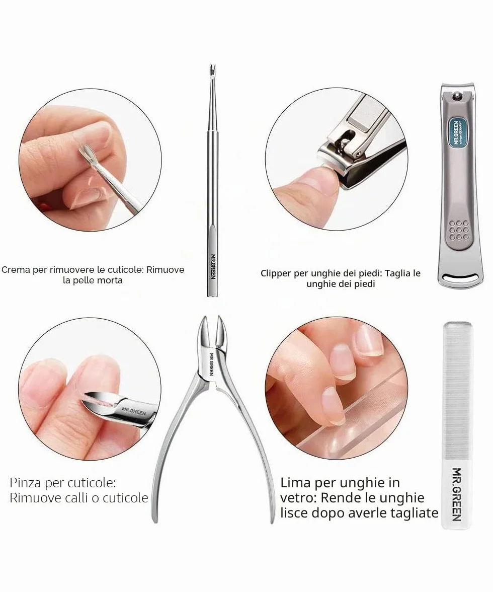 Tagliaunghie Set Professionale 7 in 1 Manicure Pedicure con Custodia da Viaggio in Pelle Grooming Kit