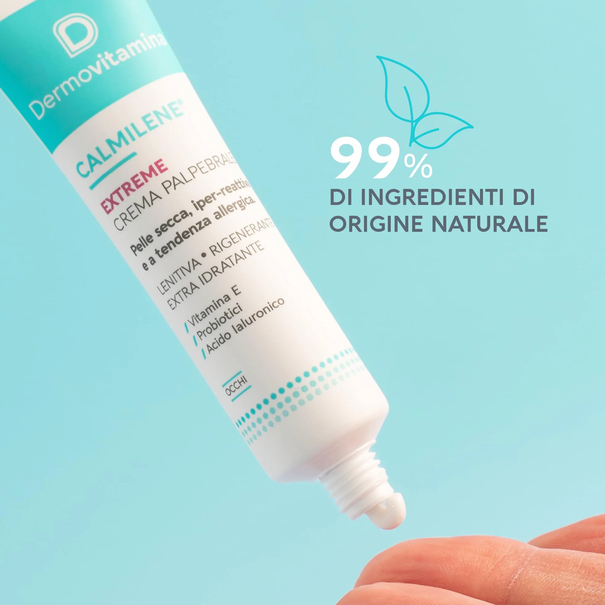 Dermovitamina Calmilene Extreme Crema Palpebrale - Contorno Occhi Pelle Secca e Reattiva - Crema Contorno Occhi Idratante - Con Vitamina E, Probiotici e Acido Ialuronico - Rapido Assorbimento - 15ml