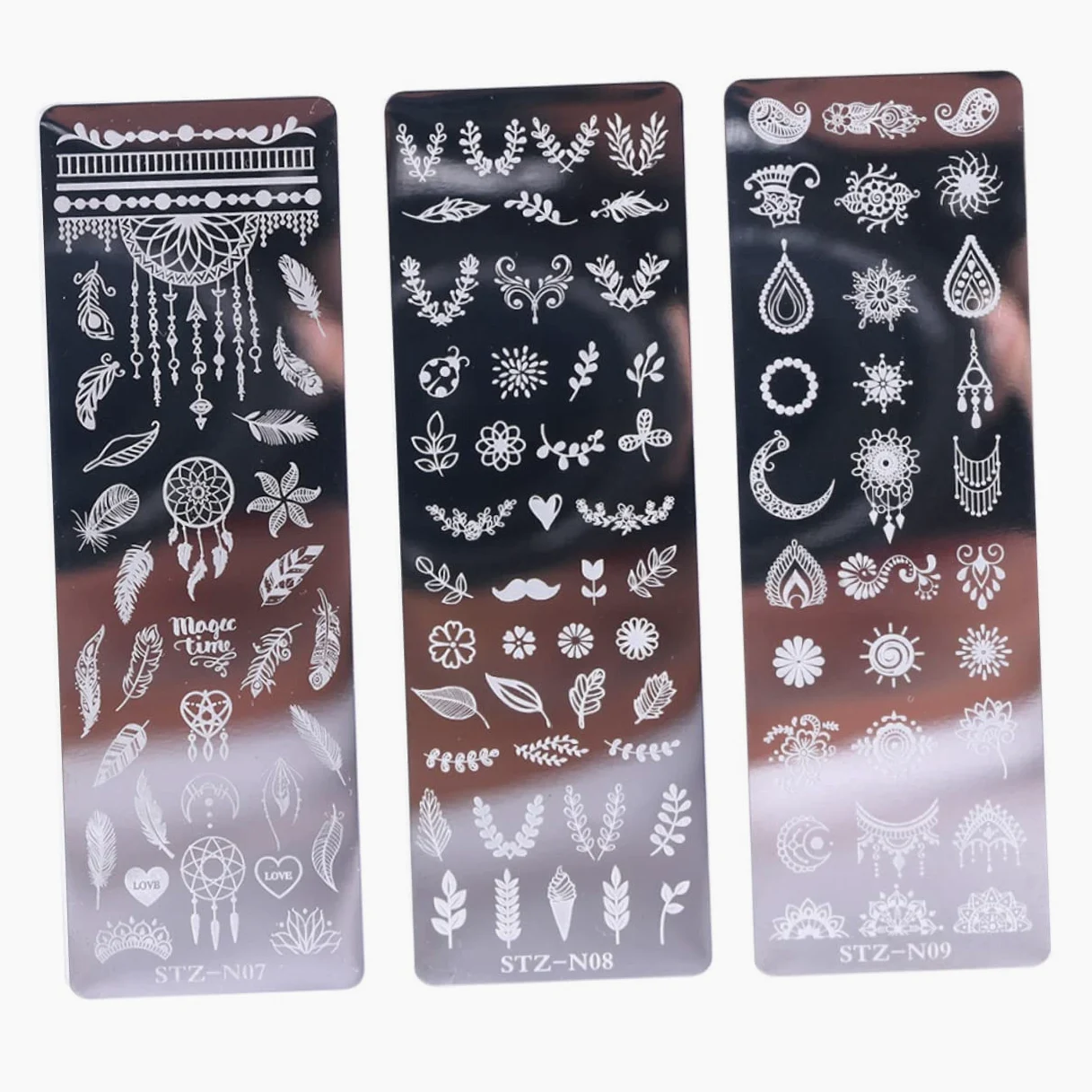 3 Set Piastre Per Stamping Unghie Inossidabile Con Floreali E Farfalle Strumenti Per Nail Art Per Design E Creativo 6 Pezzi*3