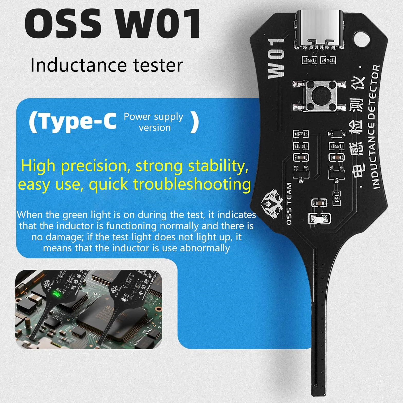 Tester universale di induttanza W01 Rilevatori induttori con costruzione compatta
