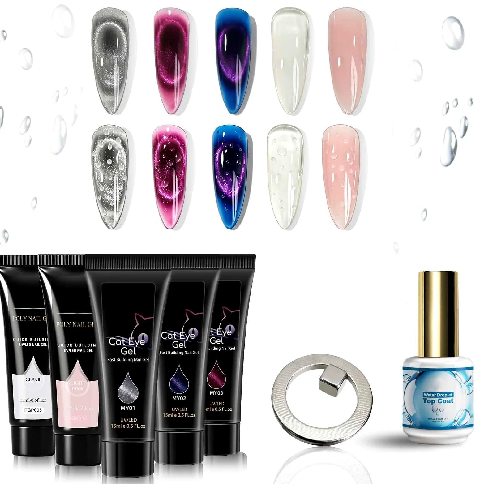 Kit Gel Per Estensioni Unghie Unghie Lunga Tenuta 5 Colori | Set Gel Costruttore Base Colla per Salone Casa Scultura e Stampaggio Donne Ragazze Adulti e Principianti