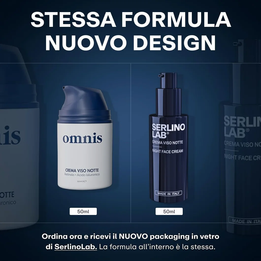 SERLINOLAB Crema Viso, idratante con Retinolo, Acido Ialuronico, Effetto Rinfrescante, Riduce Rughe e Macchie, Rende la Pelle Elastica e Luminosa