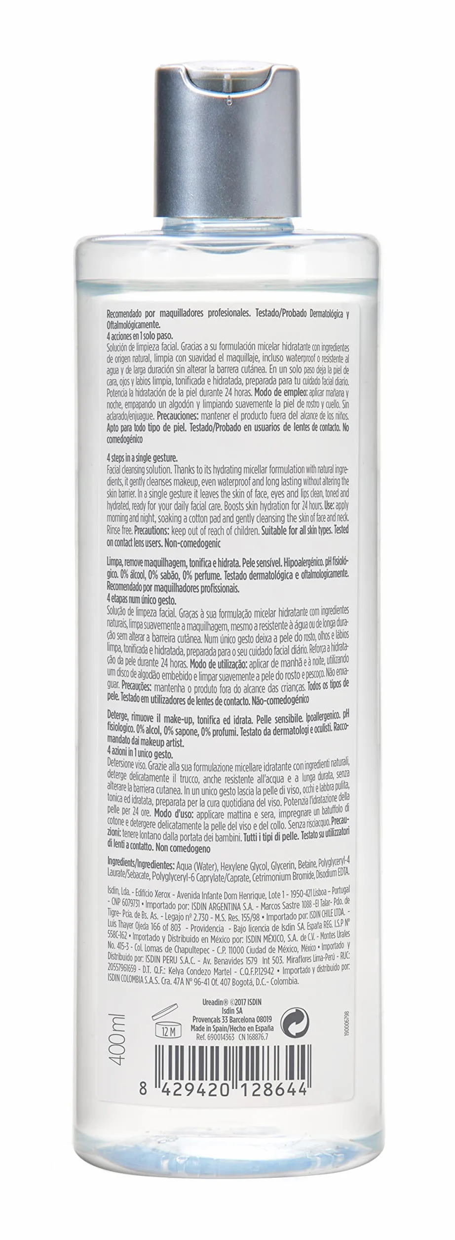 ISDIN Micellar Solution 400 ml 4 in 1 Acqua Micellare Deterge Strucca Tonifica Idrata