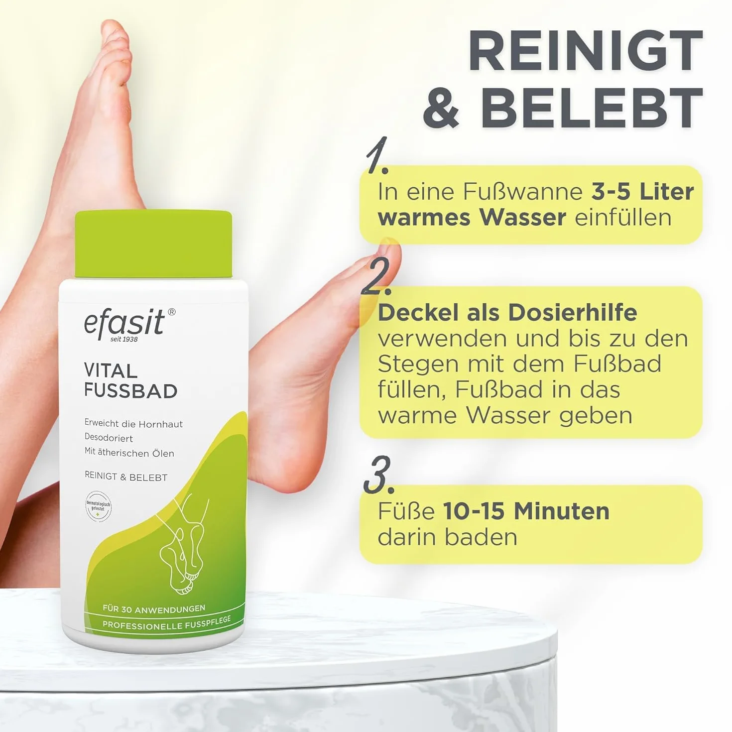 efasit Vital pediluvio 400 g – Additivo basico per calli per piedi profumati, curati e rilassati, ammorbidendo i calli, fino a 30 usi