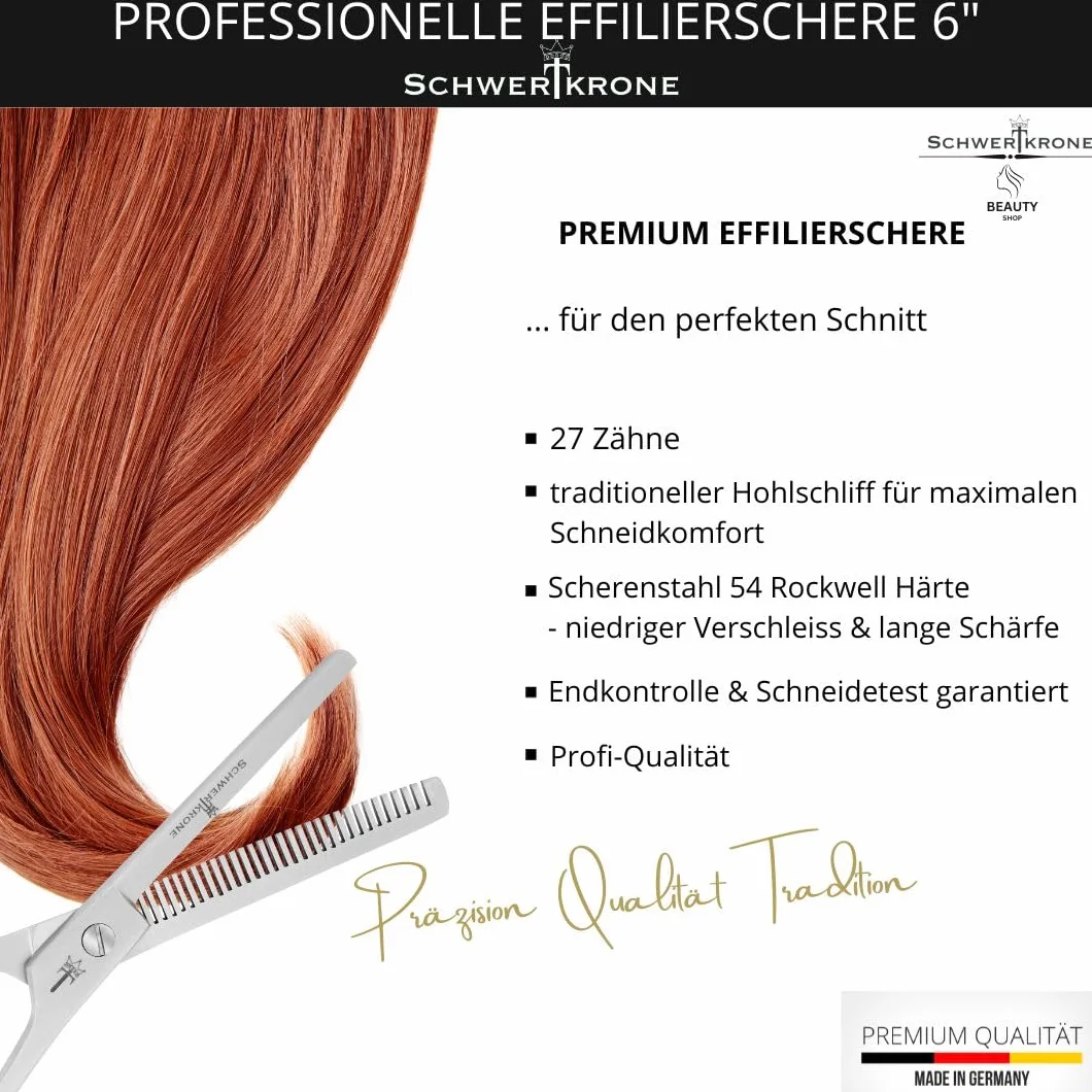 SCHWERTKRONE® Forbici da Modellazione in Acciaio Inox Made in Germany - Forbici Professionali per Parrucchiere e Taglio Capelli