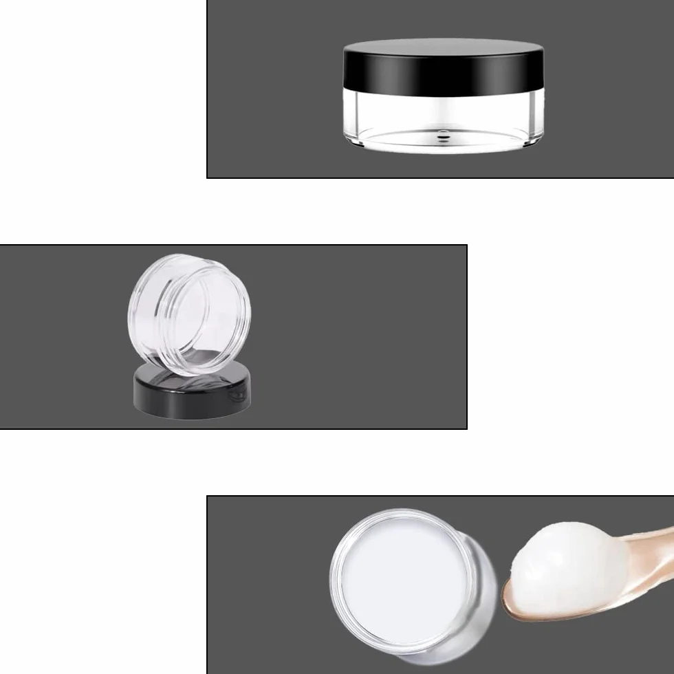 Contenitori Cosmetici, 4 Pcs 5g Trasparente Contenitori da Viaggio, Vasetti Plastica, Contenitore Cosmetico Barattoli Plastica Trasparente, per Crema Balsamo Labbra Campione