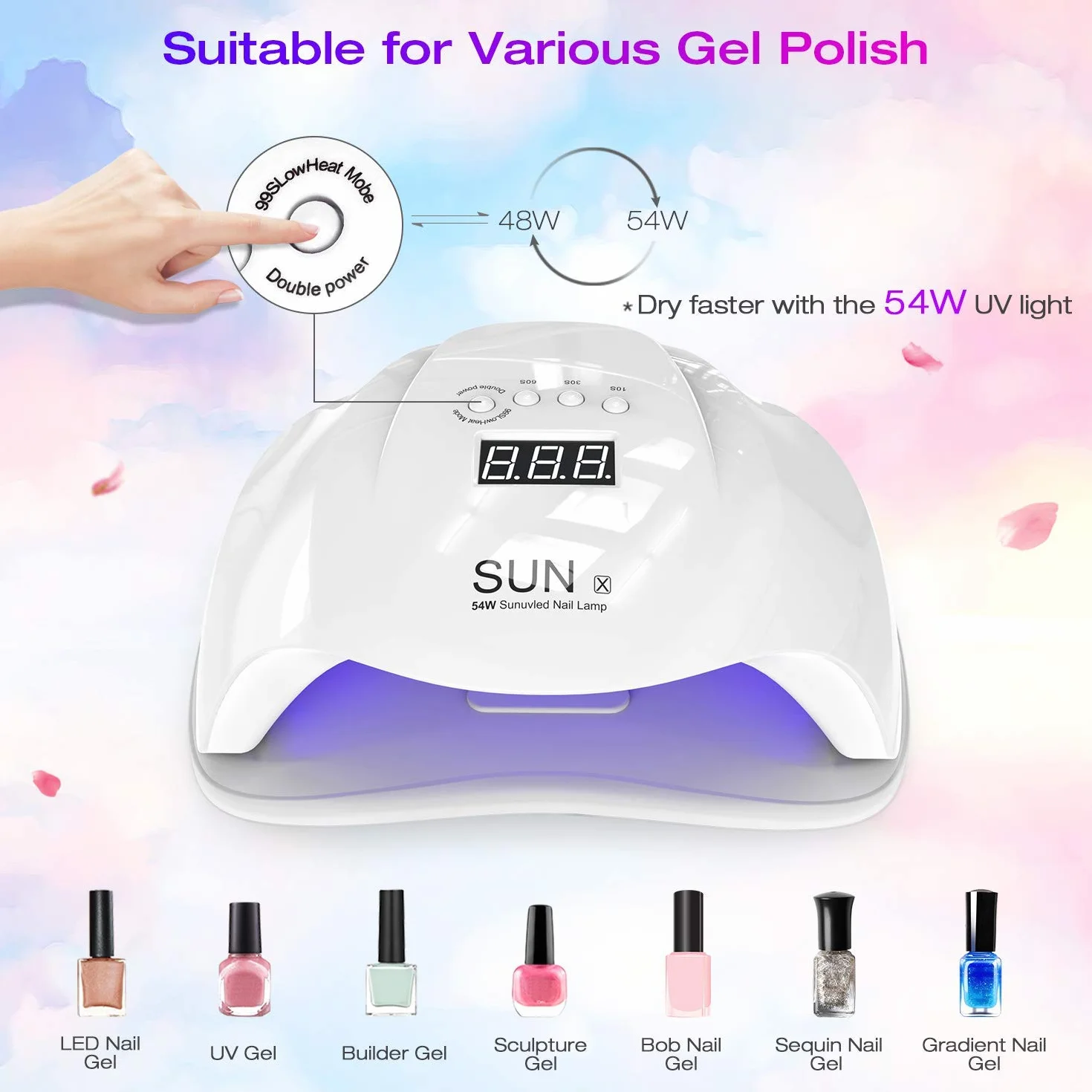 Lampada Unghie UV LED 54W Professionale per Manicure Pedicure con Timer e Sensore