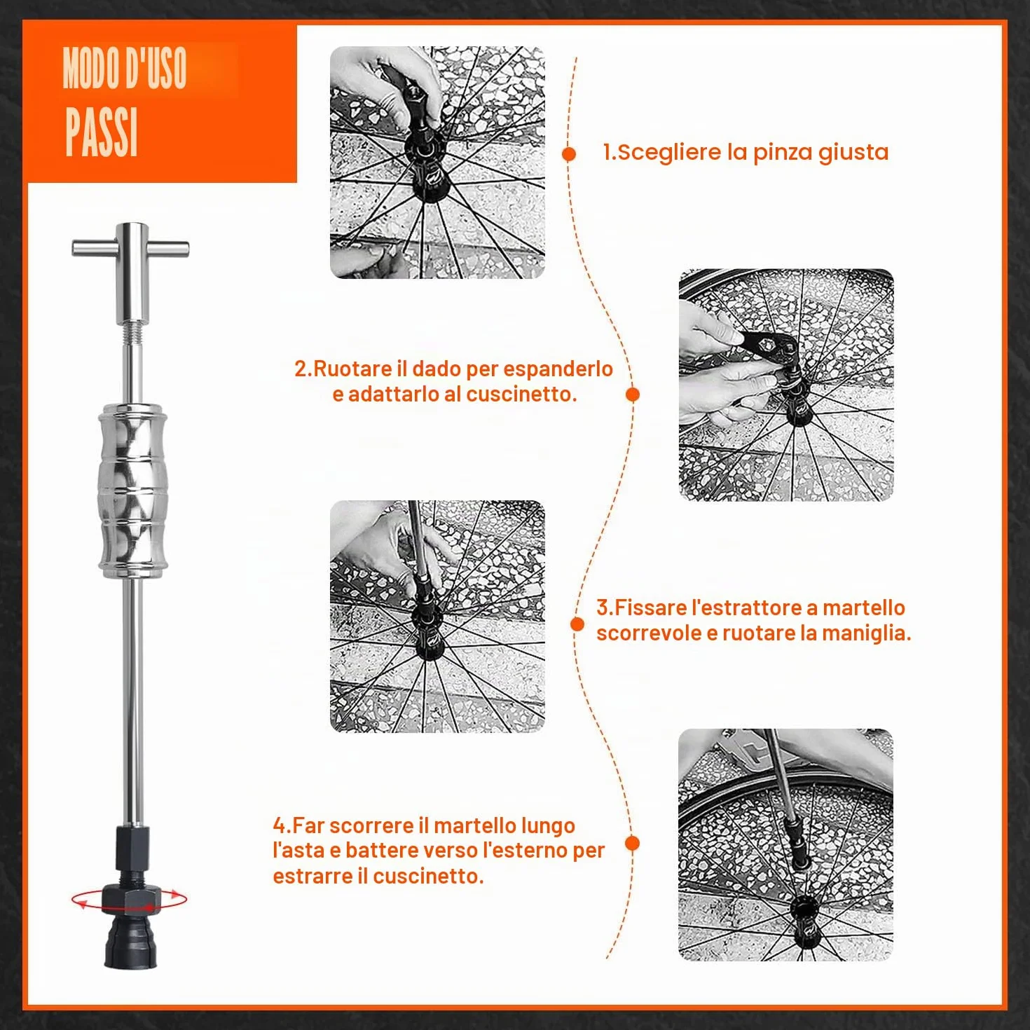 Kit di estrattori per cuscinetti interni per fori ciechi 8-32 mm con martello scorrevole e pinze espandibili 13 pezzi