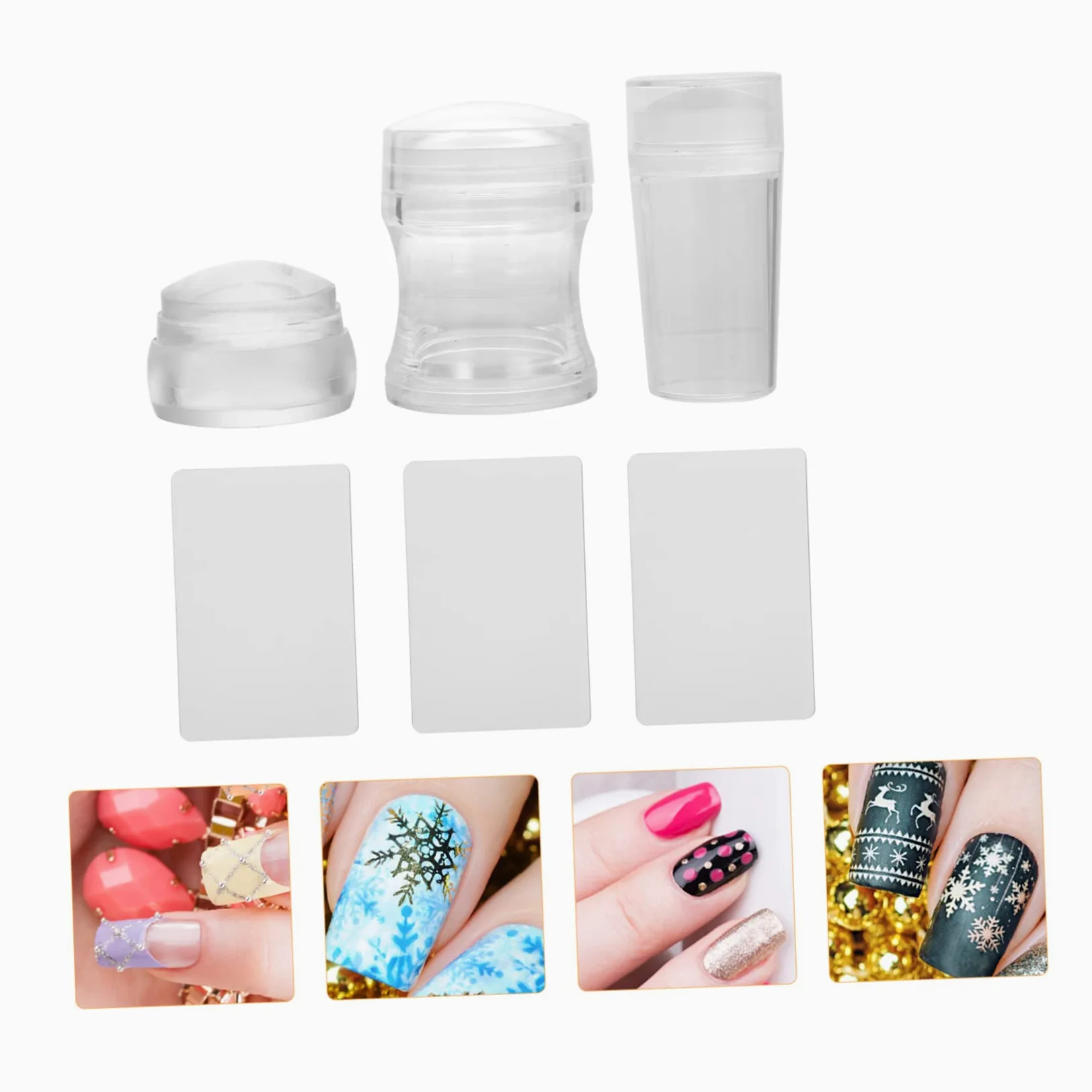 Housoutil 12sets Stampini Per Unghie Silicone Con Raschietti Strumento Per Manicure Art Timbratori e Raschietti Facile Usare e Portatile