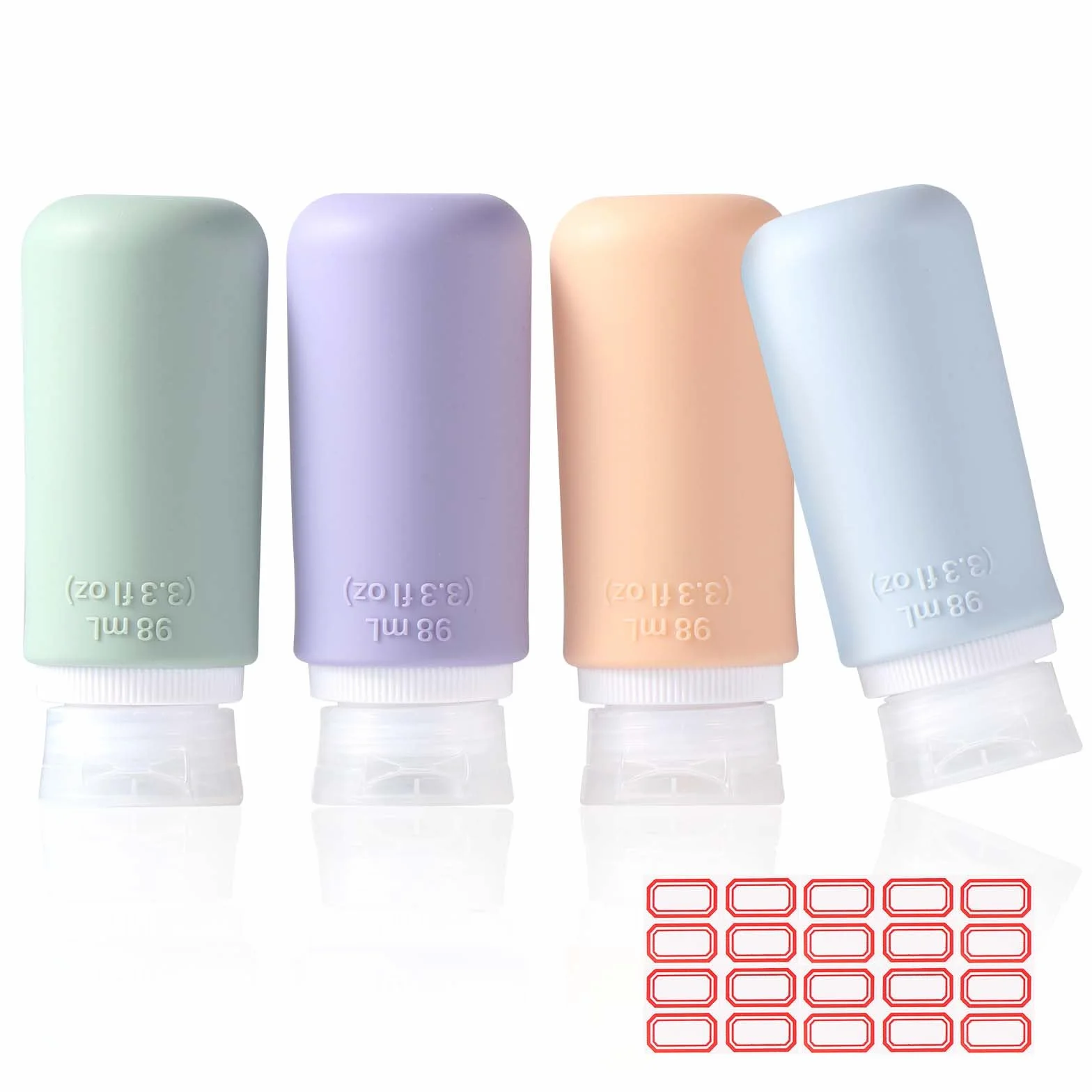 Diboniur Flaconi da Viaggio in Silicone 4 Pezzi 98ml per Shampoo Crema Lozione