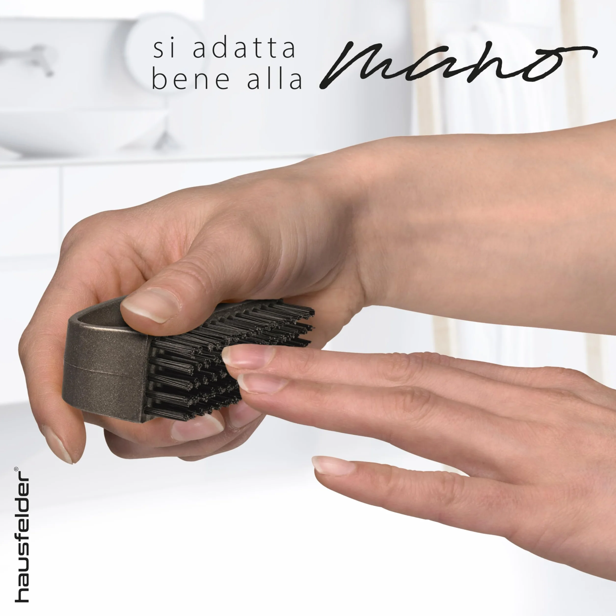 Hausfelder Set 4 spazzole unghie con manico nero antracite