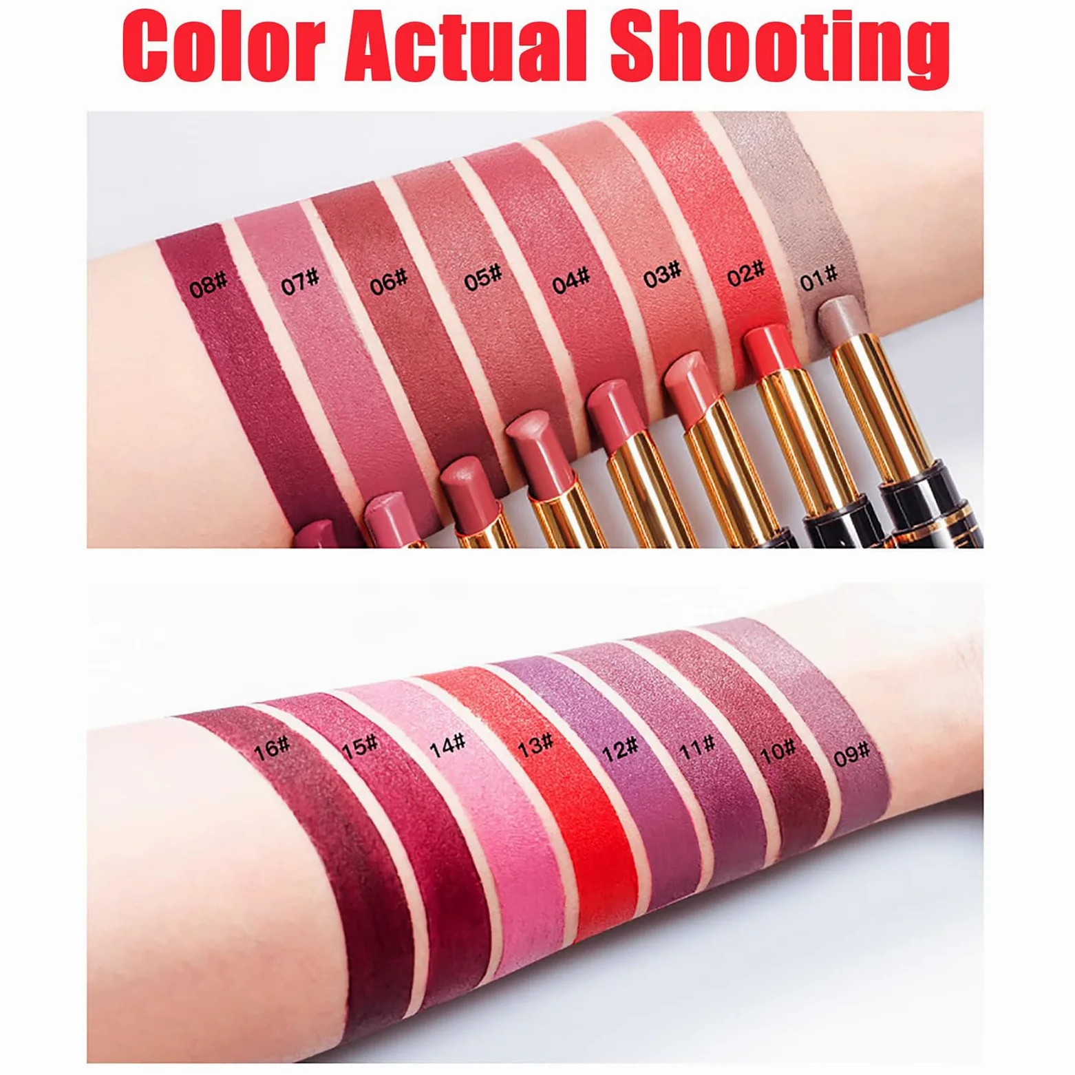 16 colori rossetto a lunga tenuta matita labbra combo, matita labbra e rossetto,set matita labbra e rossetto Dual Heads, rossetto a lunga tenuta matita labbra opaca impermeabile (16pcs / 1set)