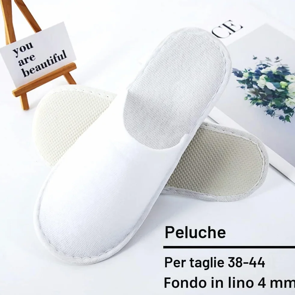 Kiuiom Pantofole Antiscivolo Riutilizzabili Lavabili 4 Paia Unisex Bianco