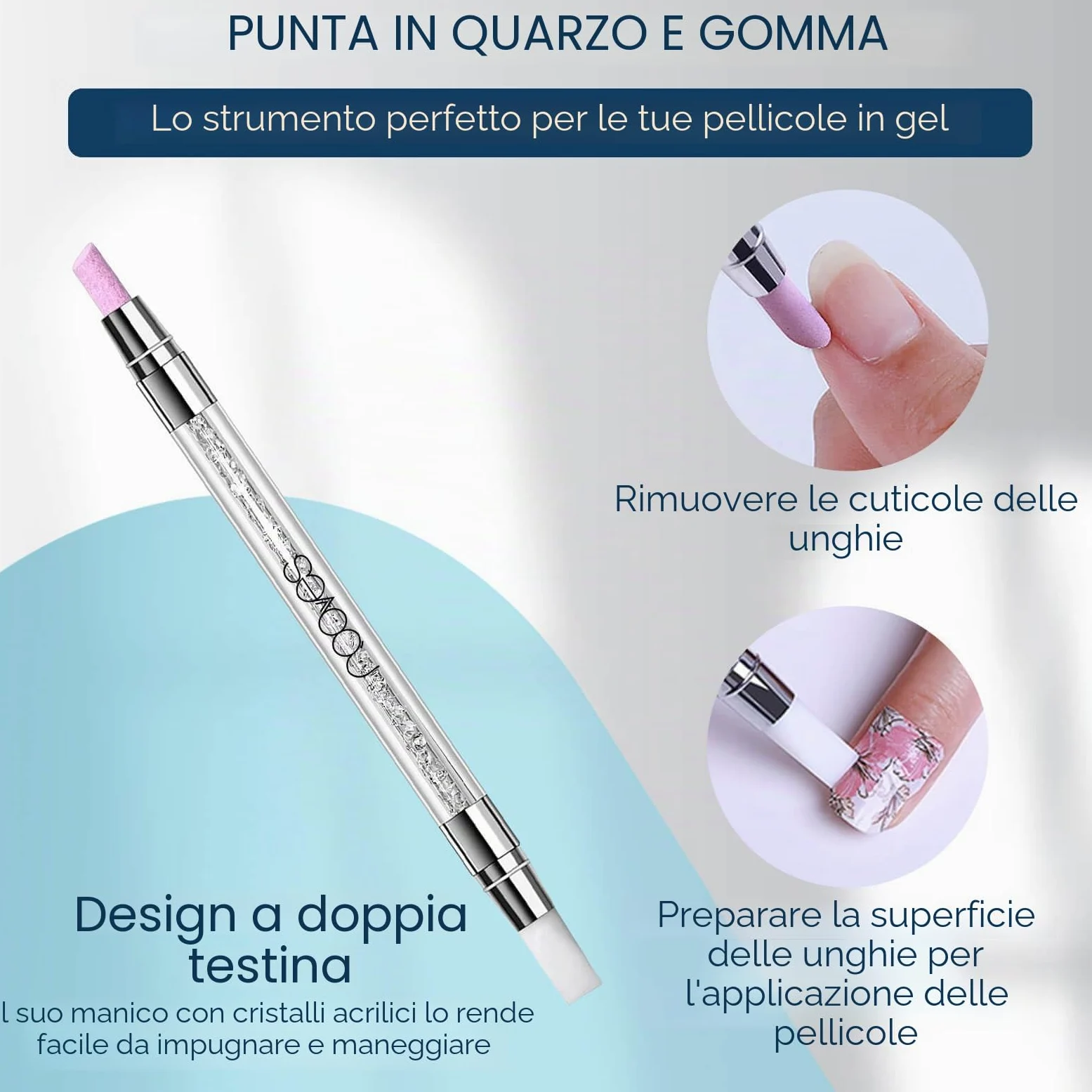 NOOVES - Starter Kit Beauty Red, 2 pellicole in gel per unghie + lampada per asciugatura unghie UV/LED + gel top coat glossy + quarzo doppio stick, unghie gel semi-curate premium, manicure, gel nail
