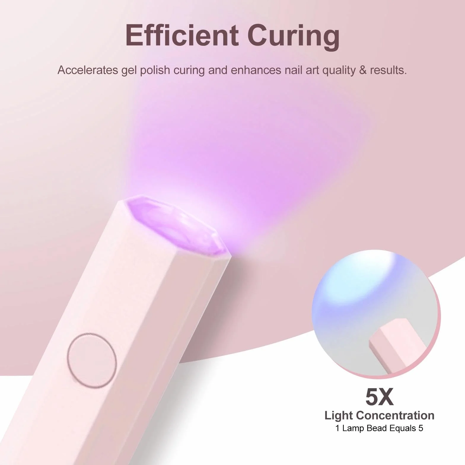 Lampada UV Portatile per Unghie 3W LED Senza Fili Asciuga Rapida con Supporto Rosa