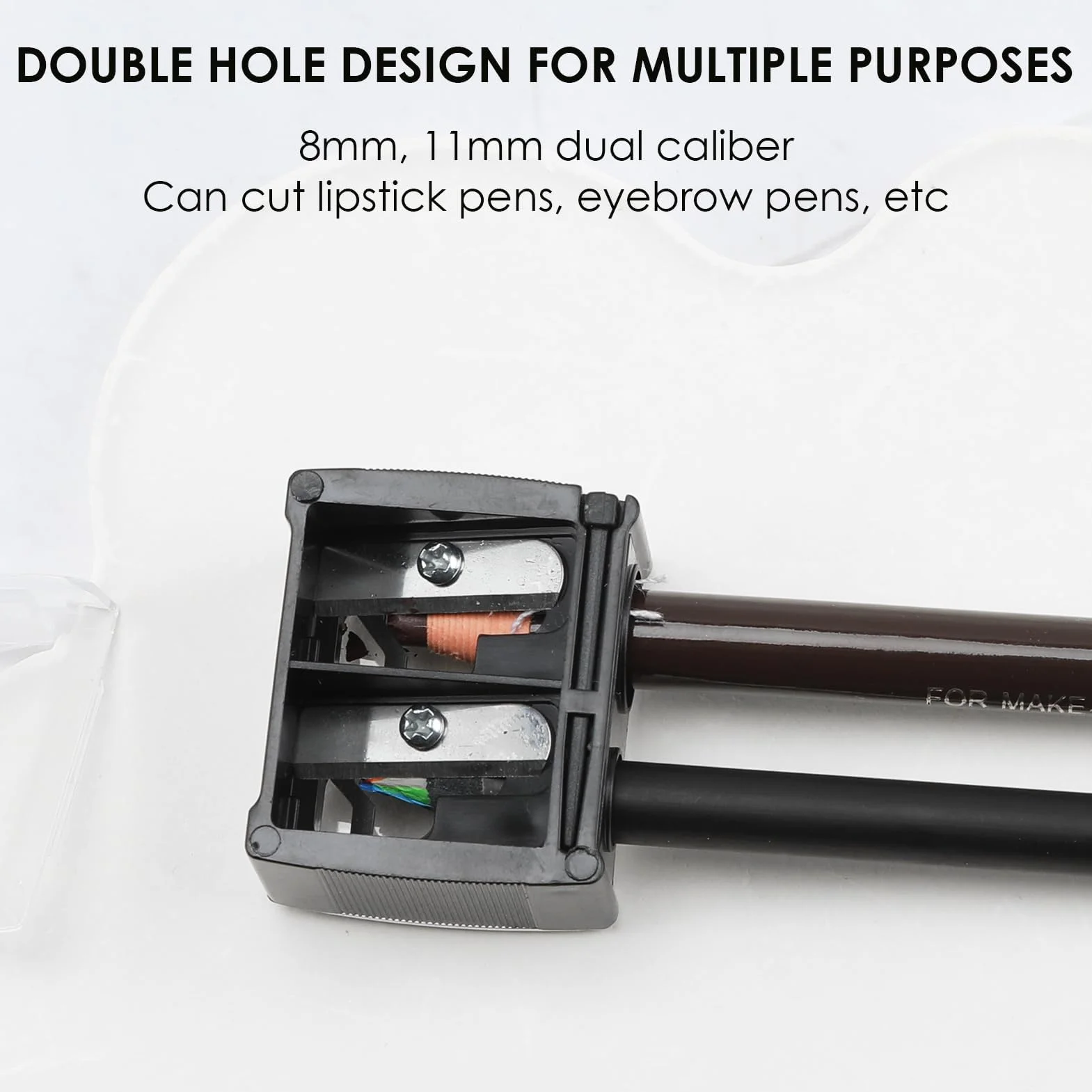 Temperino Doppio per Matite Cosmetiche, Eyeliner, Sopracciglia (Nero)