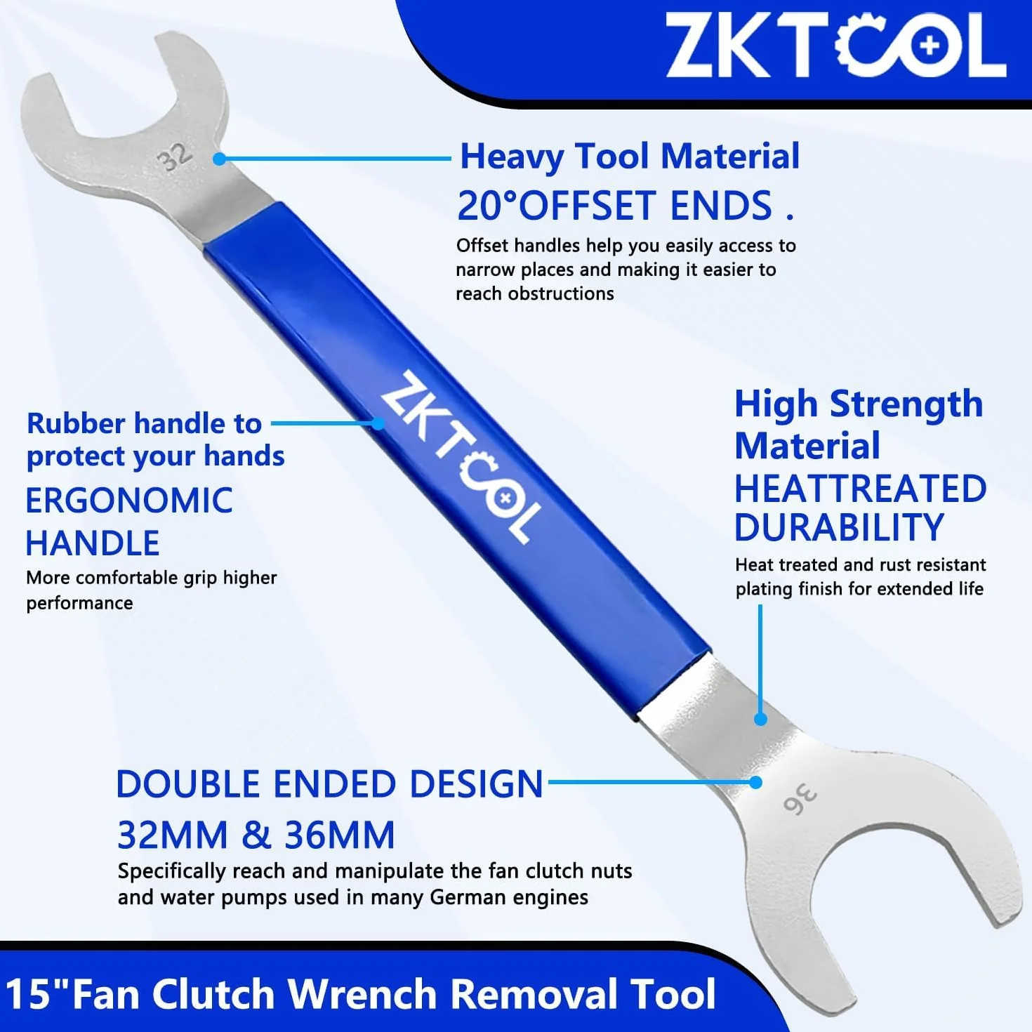ZKTOOL 32mm e 36mm Set Chiavi Frizione Ventola Compatibile BMW Ford GM Chevrolet