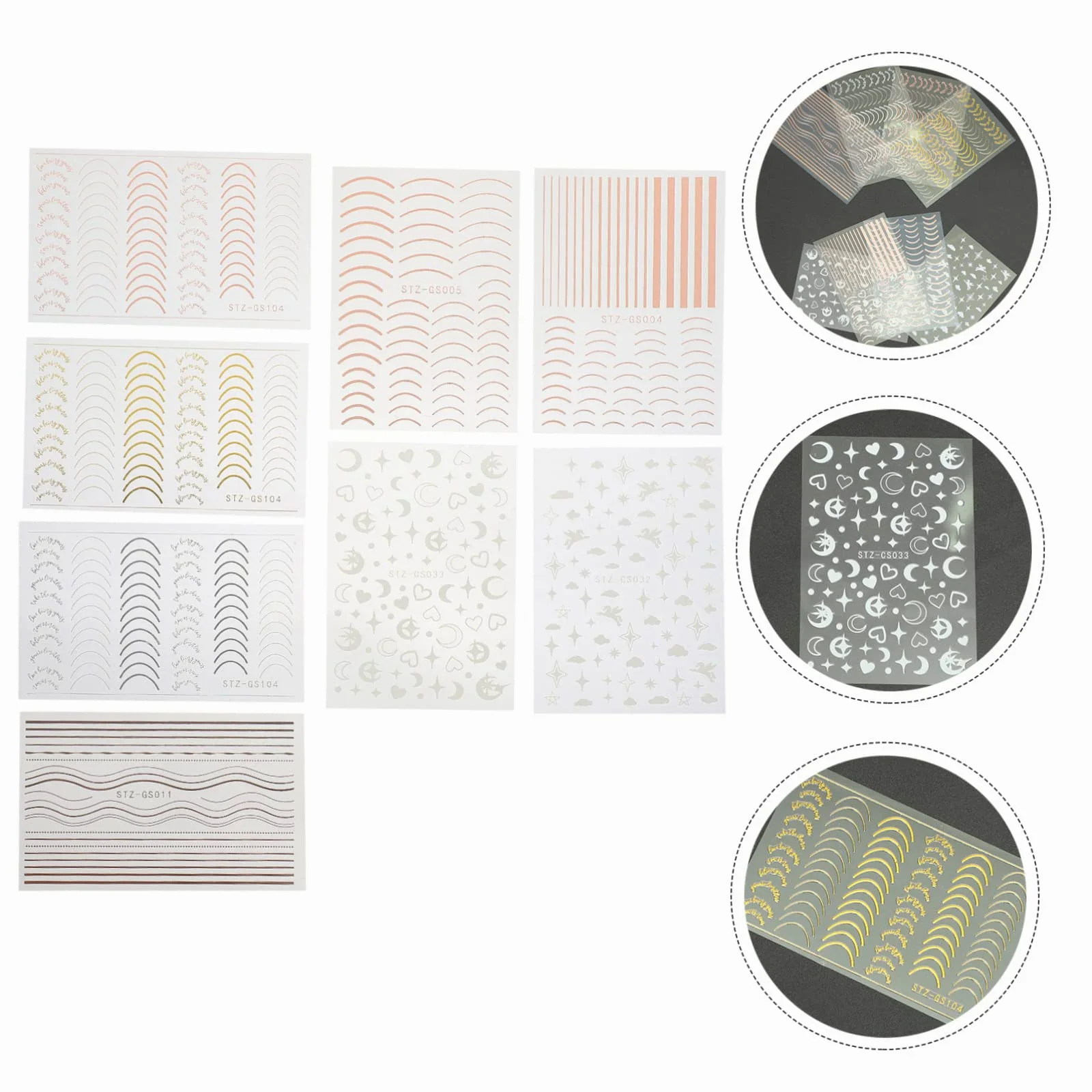 Didiseaon 5 Set Di Adesivi Per Nail Art Decalcomanie Adesivi Per Nail Art in Rilievo Adesivi Decorativi Per Unghie Per Donne Moda 8 Fogli * 5