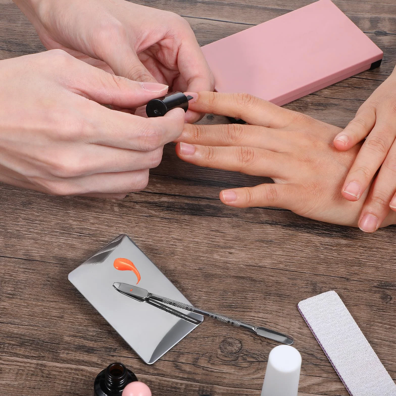 Molain Tavolozza per trucchi, in acciaio inox, spatola, cosmetici, trucco, tavolozza di miscelazione cosmetica con spatola, tavolozza cosmetica per fondotinta, nail art occhi