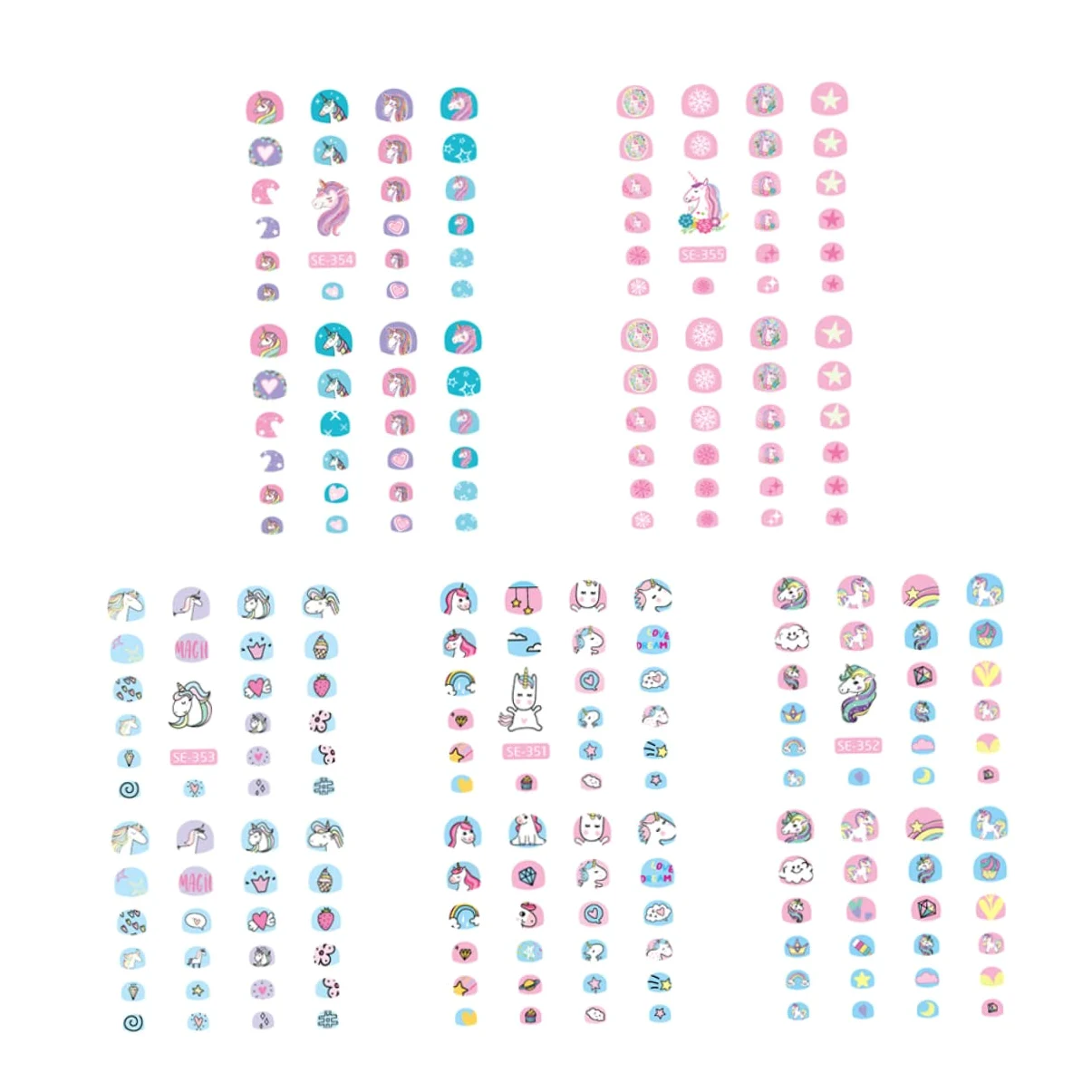 FRCOLOR 30fogli Adesivi Per Unghie Tema Unicorno Adesivi Cartoon Autoadesivi Per Nail Art Per Ragazzo Ragazza Motivi Casual