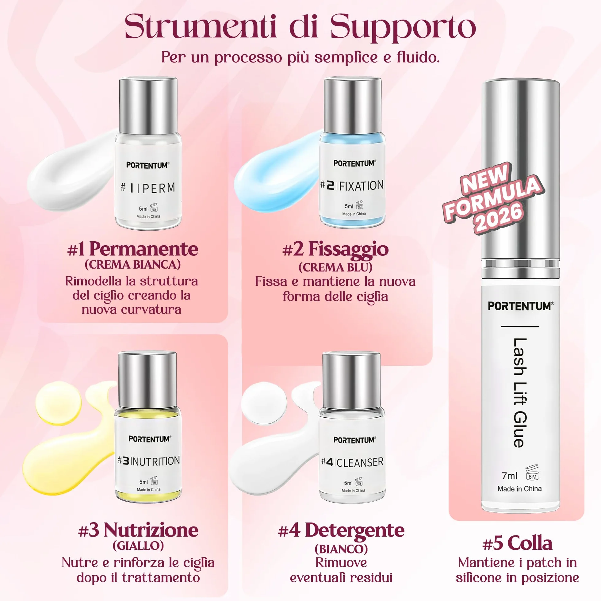 PORTENTUM Kit Laminazione Ciglia Professionale Semipermanente per Ciglia Arricciate