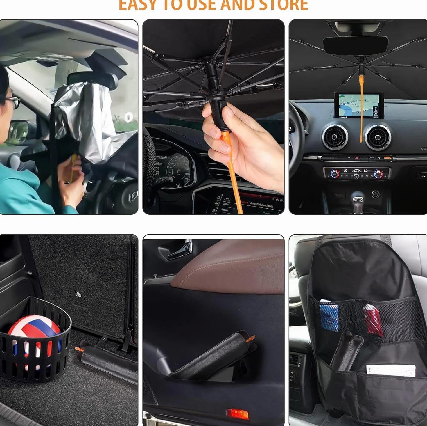 SQUADO Ombrello Parasole Auto Pieghevole Protegge Cruscotto Copriparabrezza Raggi UV Anti Caldo Universale