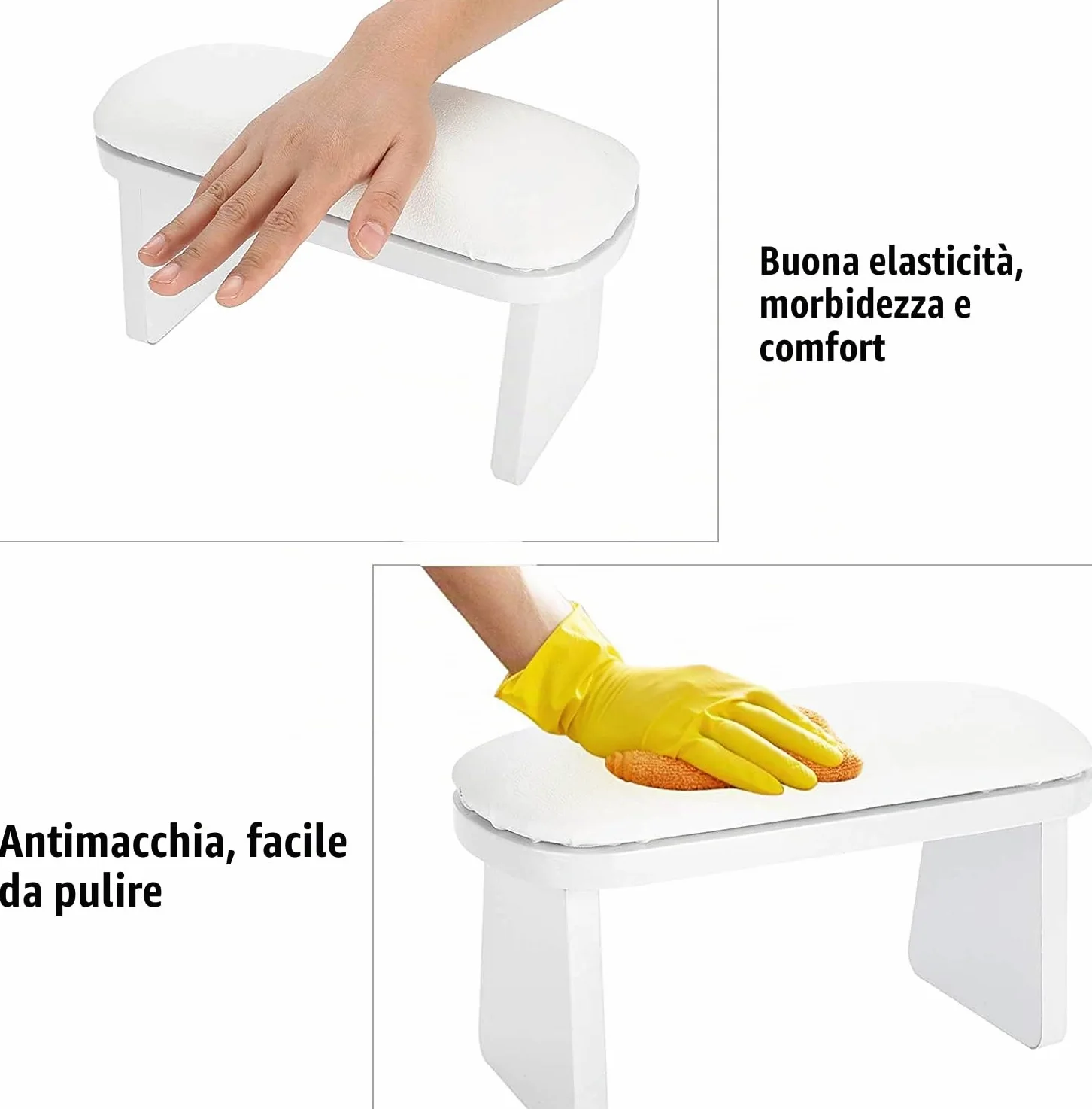 Poggiamano per Unghie, Cuscino per Manicure in Pelle Microfibra, Manicure Tool Hand-rest Cuscini, Supporto per Salon di Manicure per Braccioli, Bianco
