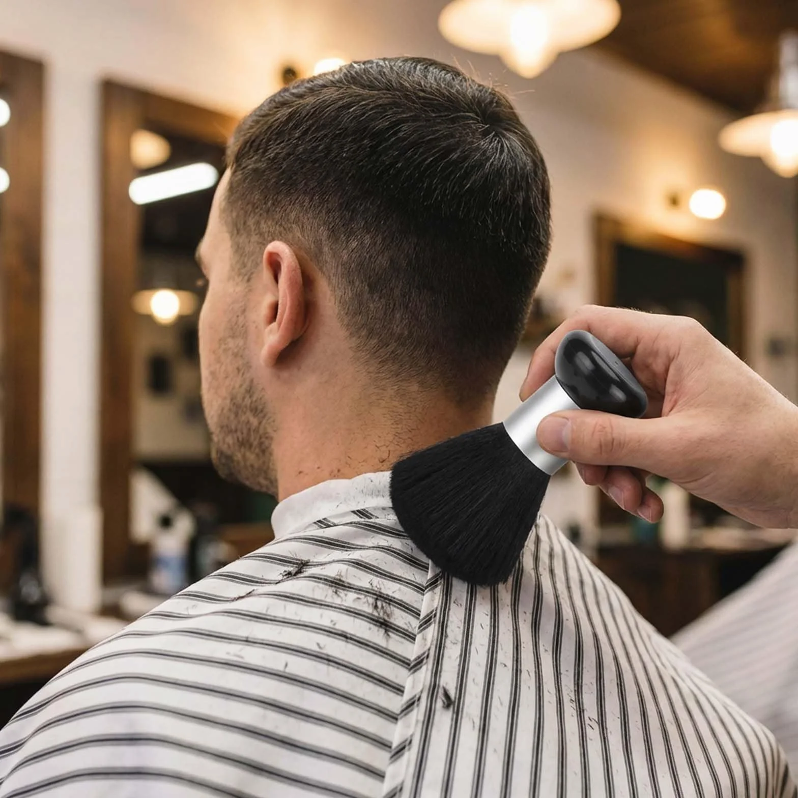 2 Pezzi Spazzola Collo Parrucchiere, Spazzola Capelli Professionale Pennello Collo Barbiere, Spazzola Morbida Alta Densità Per Taglio Capelli Rasatura Pulizia Salone Nero