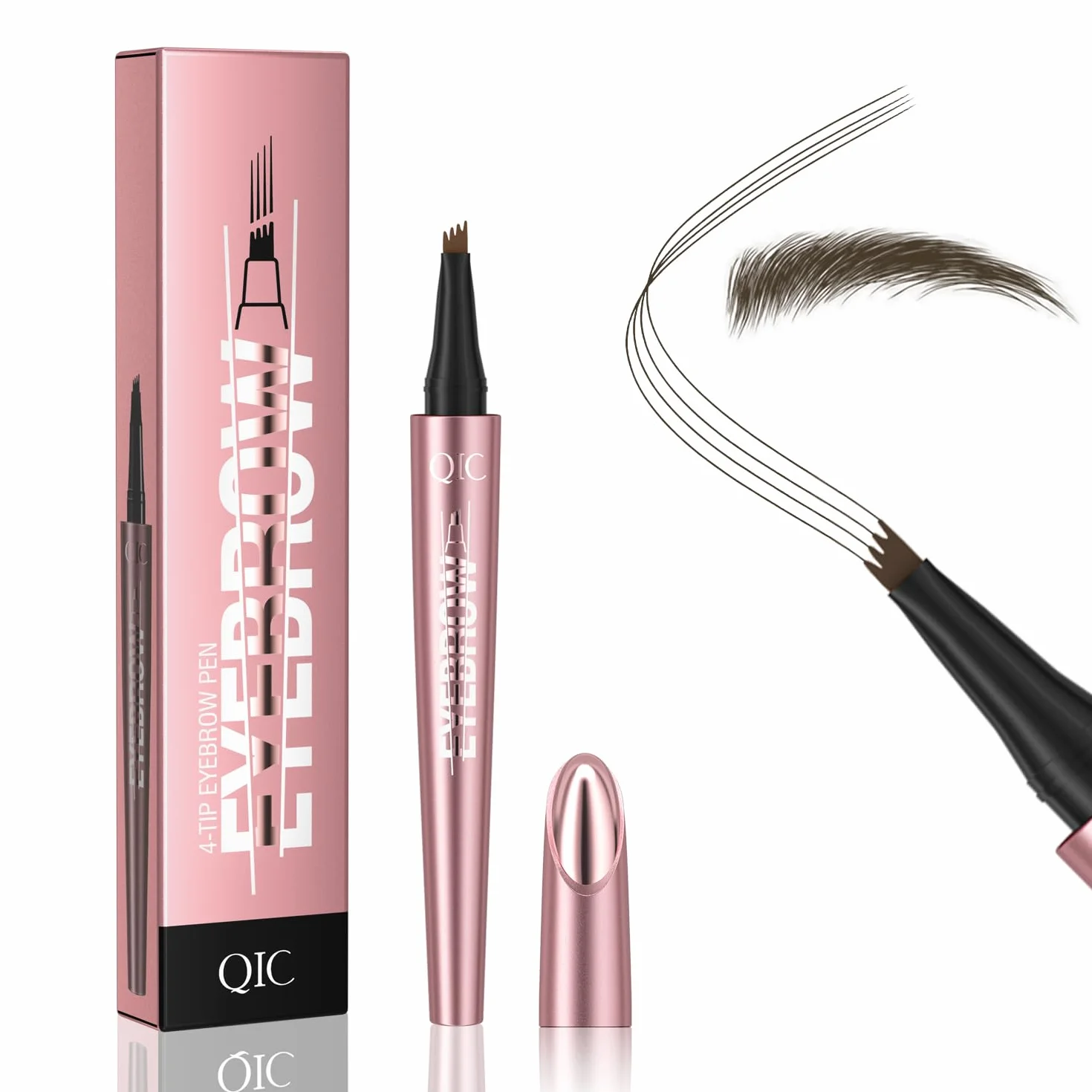 QIC Matita Sopracciglia Impermeabile No Transfer Lunga Durata 12H Microblading Cruelty-Free 06 Black Brown