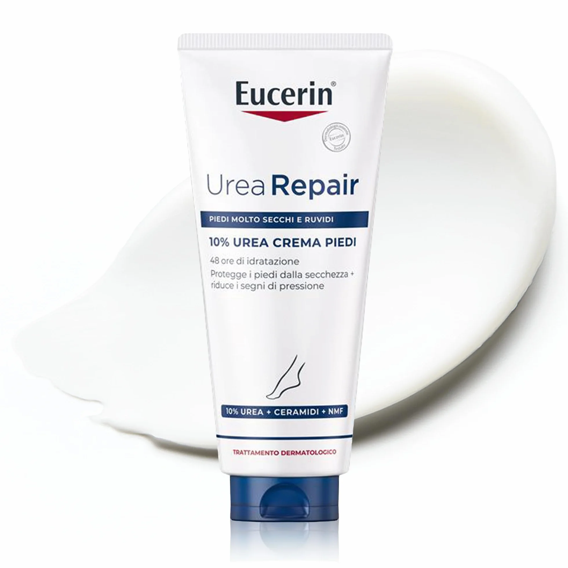 Eucerin Urea Repair Crema Piedi 10% 100 ml, idratante 48h z Ceramidami