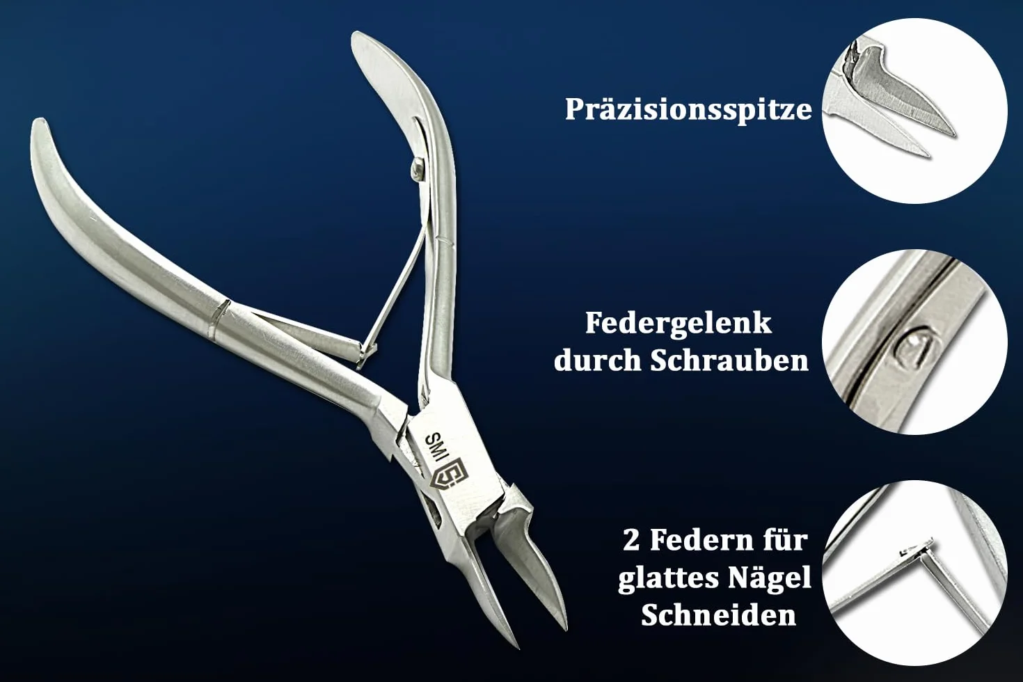 SMI 12.7 cm Tagliaunghie di precisione per Unghie Tronchesino Unghie Manicure Pedicure Unghie Spesse Incarnite Acciaio Inox