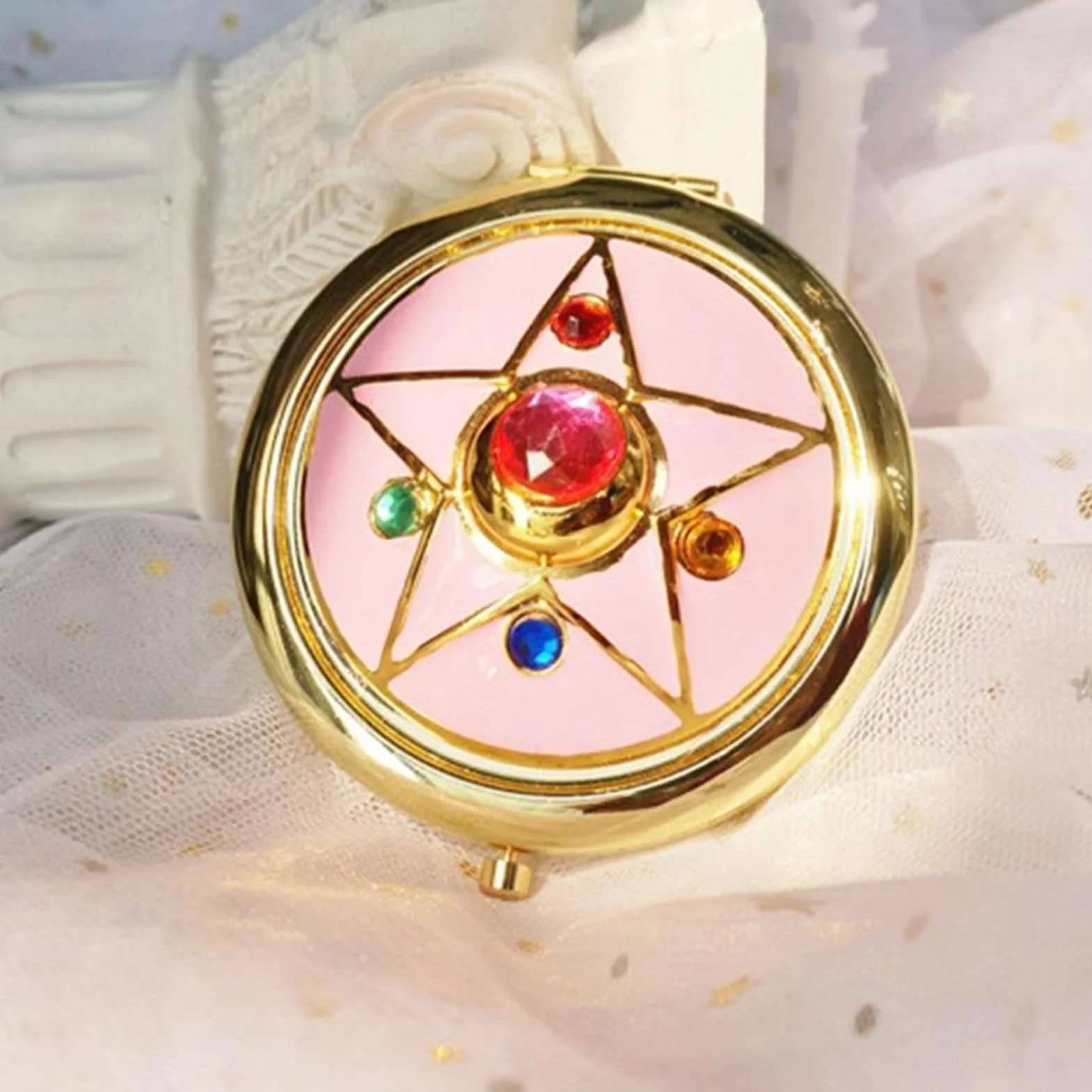 Specchio per Trucco Anime Pieghevole a Stella in Cristallo 7 cm