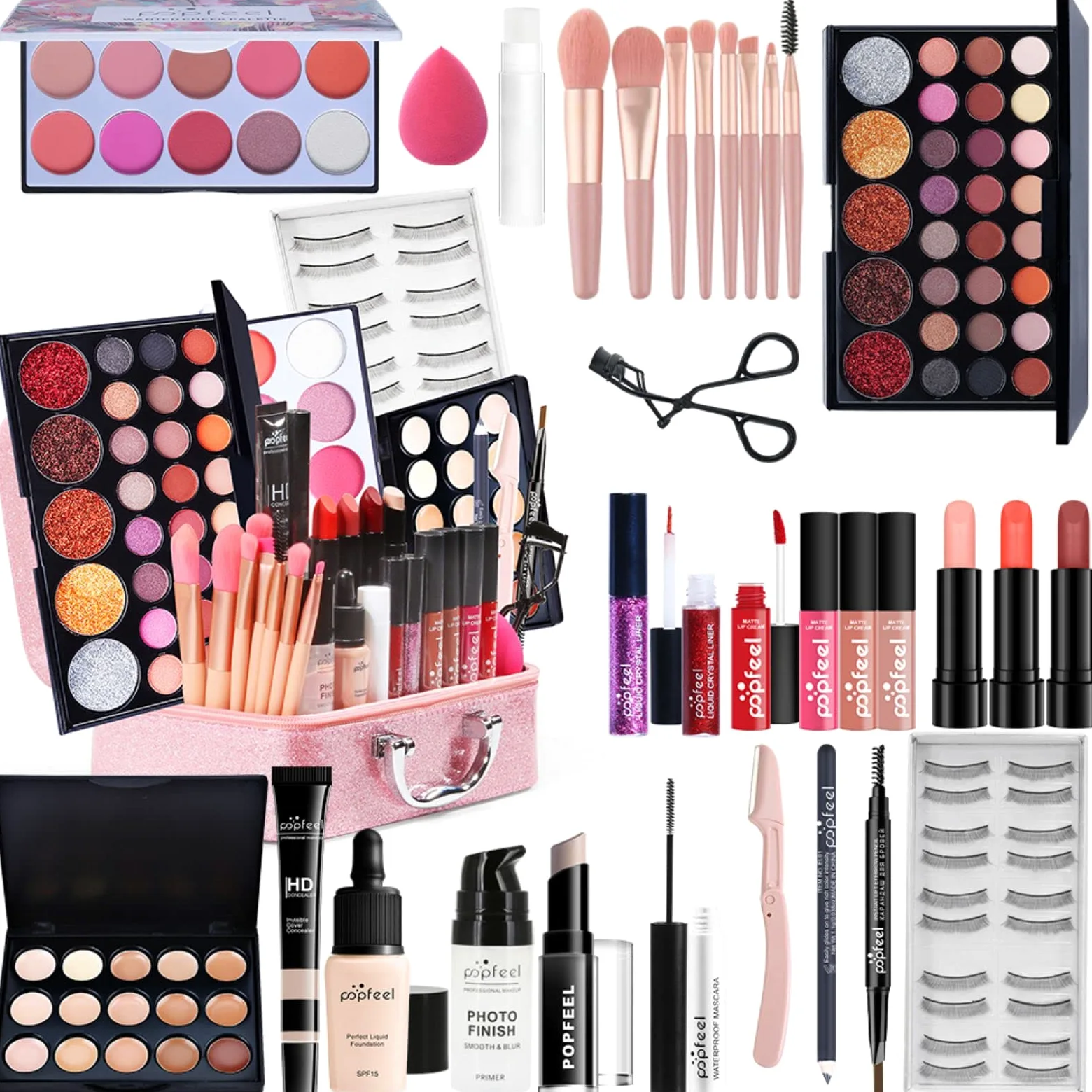 Kit per il Trucco di Bellezza, Set di Trucchi Completo Trousse di Trucchi Palette Ombretti Correttore Fard Cosmetics Astuccio per il Trucco Palette Trucchi per Occhi, Viso e Labbra #4